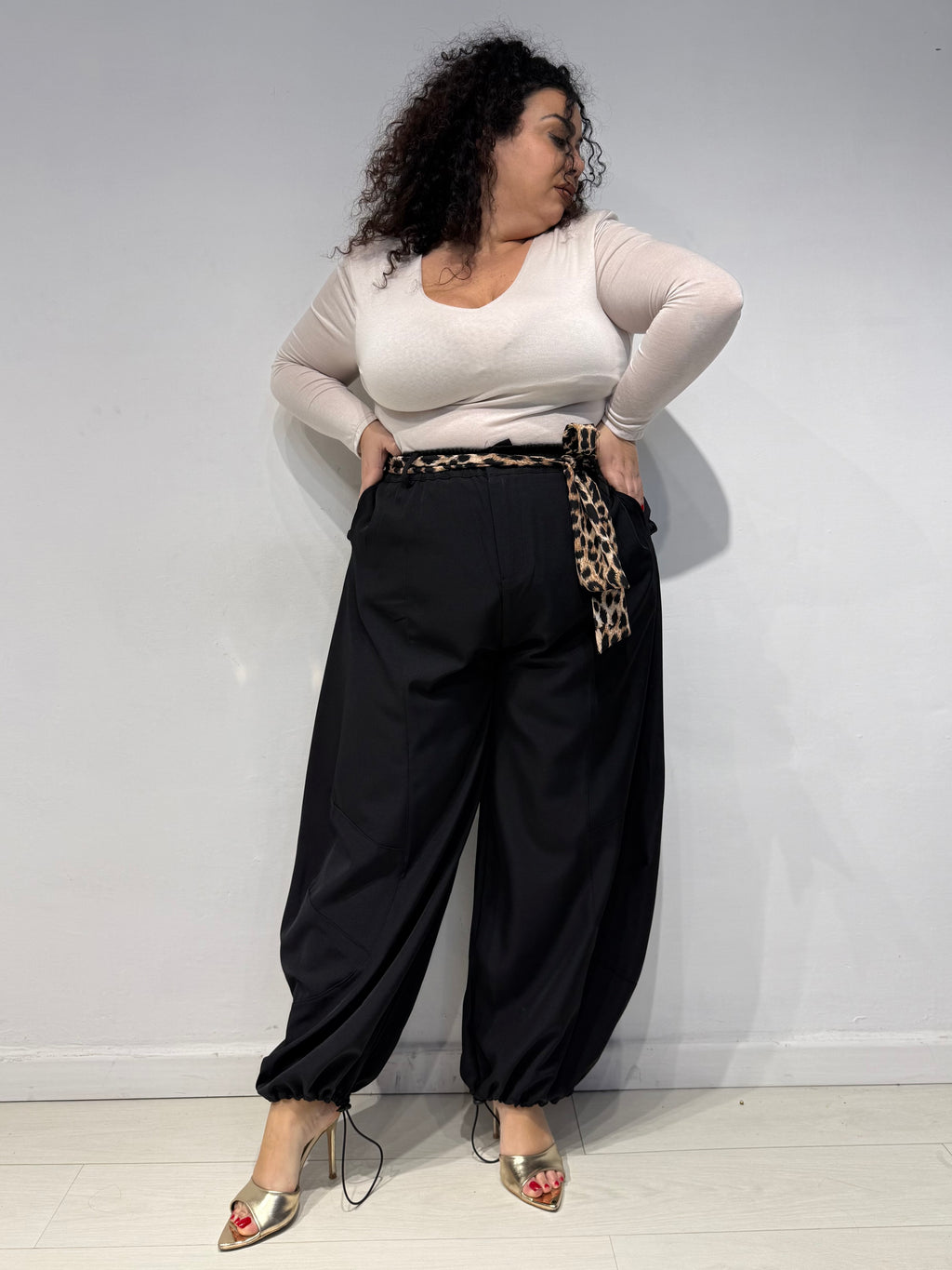 Pantaloni Balloon Animalier Neri