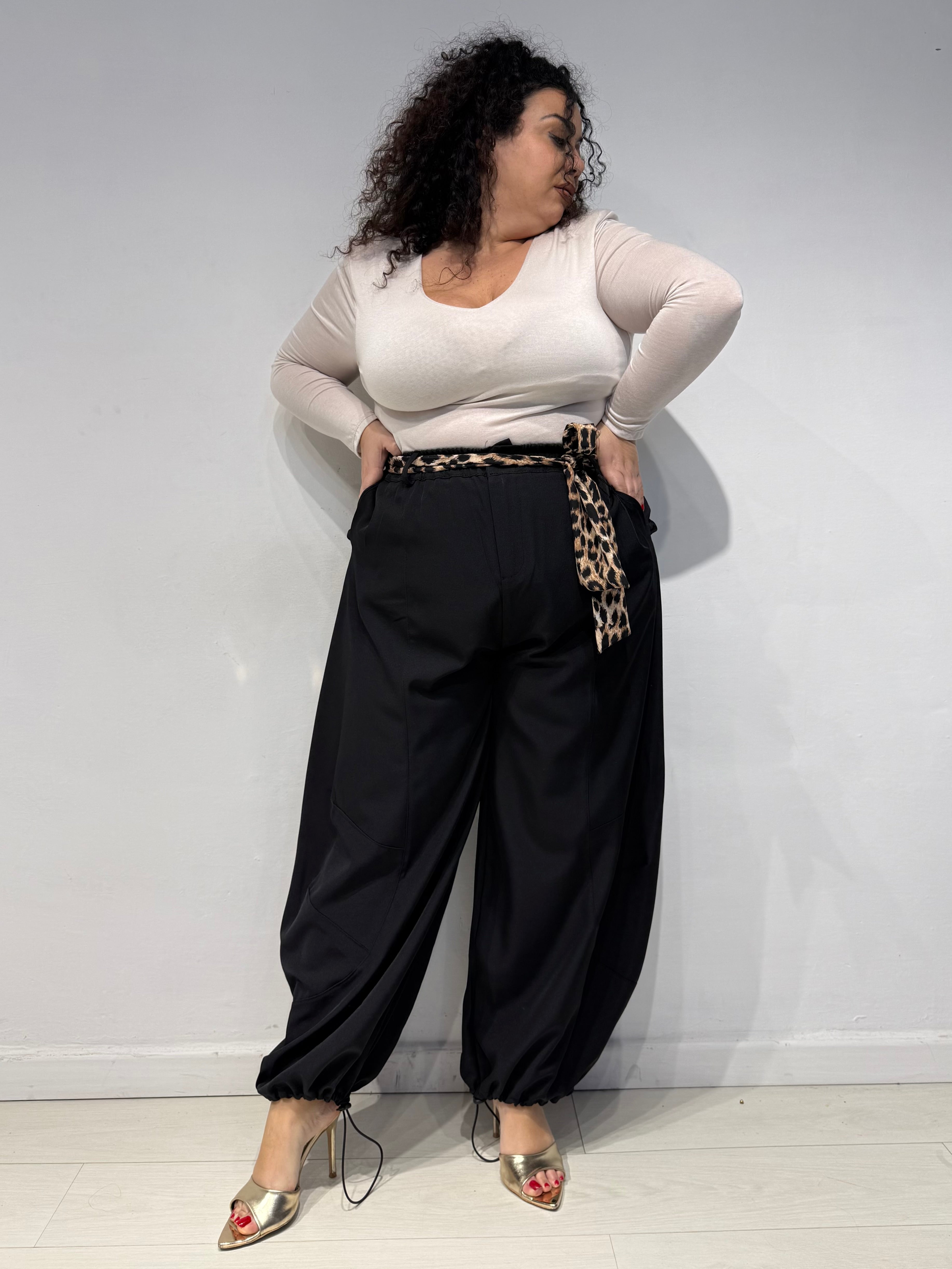 Pantaloni Balloon Animalier Neri