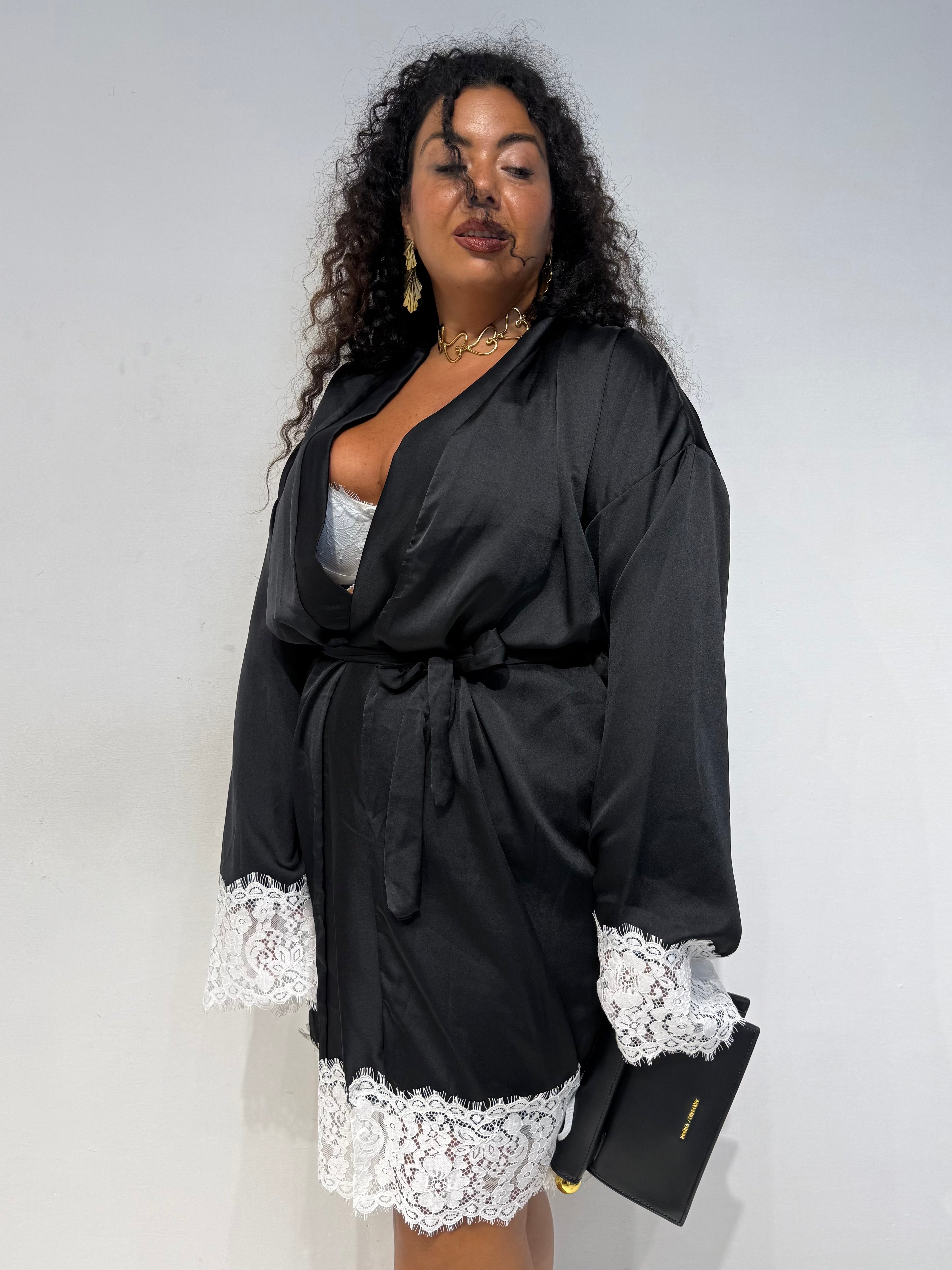 Kimono Macramè Nero