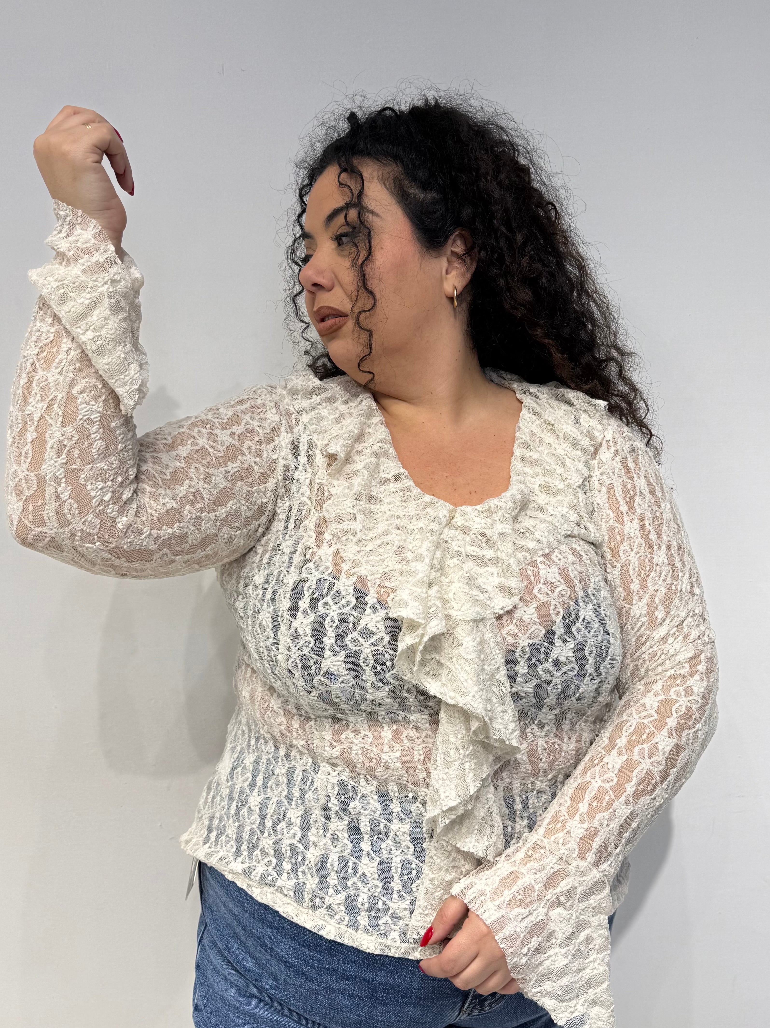 Maglia Macramé Panna