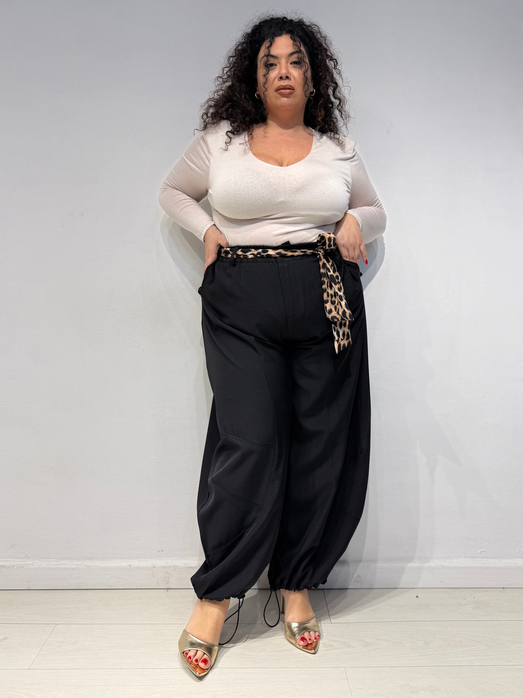 Pantaloni Balloon Animalier Neri