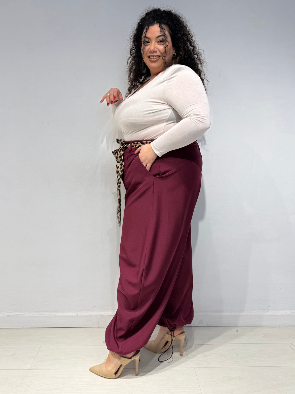 Pantaloni Balloon Animalier Bordeaux
