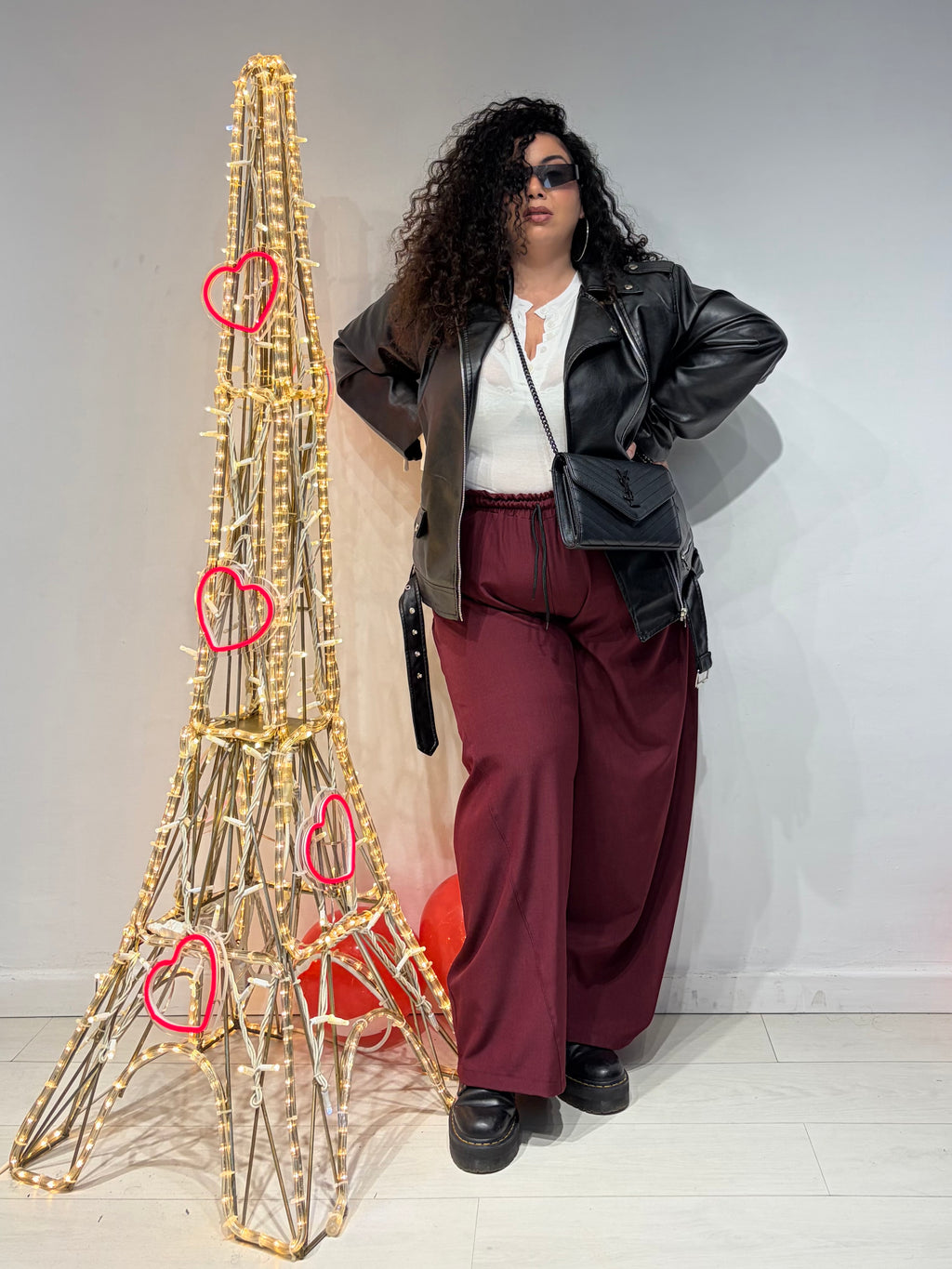 Pantaloni Balloon Bordeaux