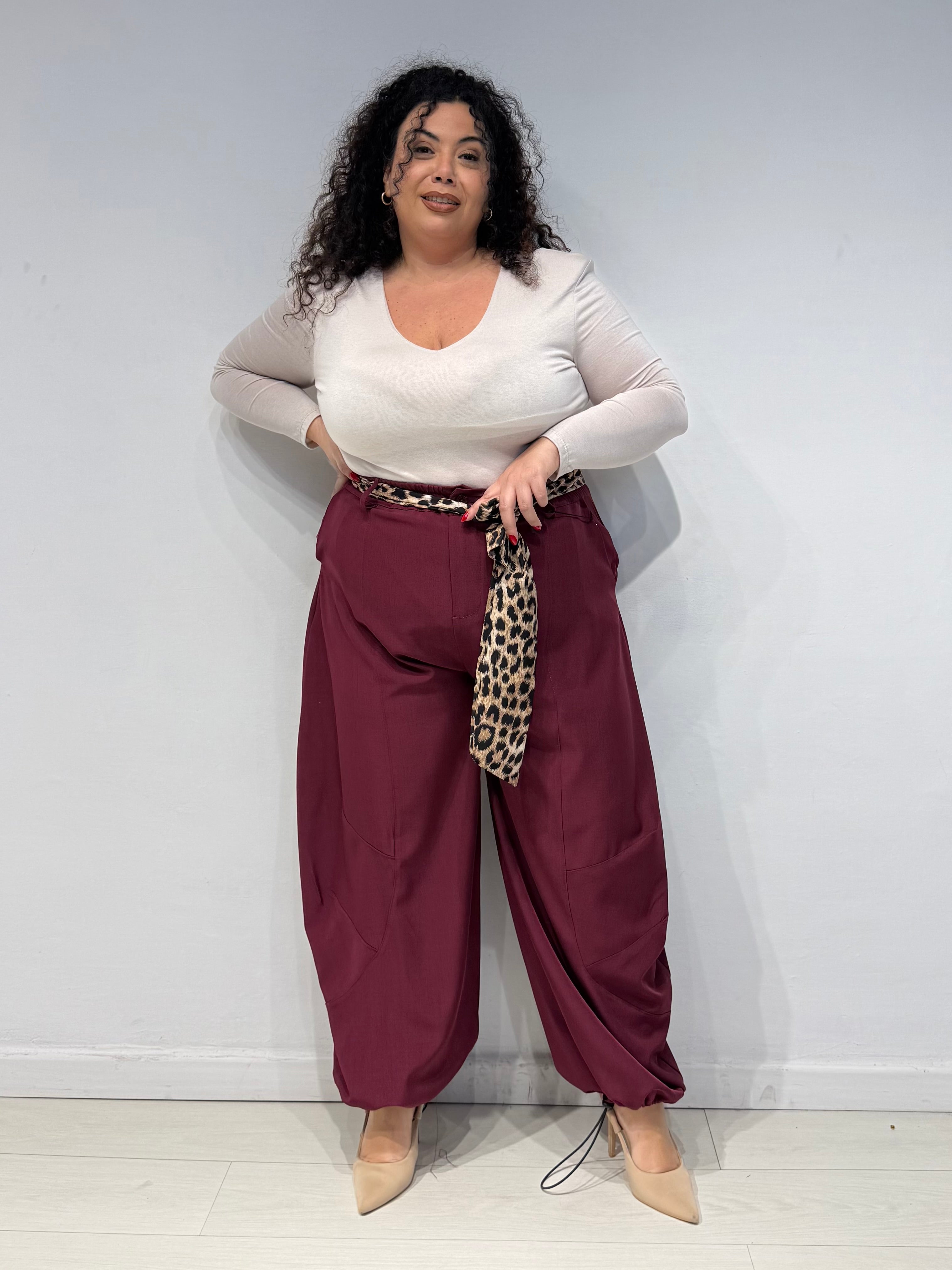 Pantaloni Balloon Animalier Bordeaux