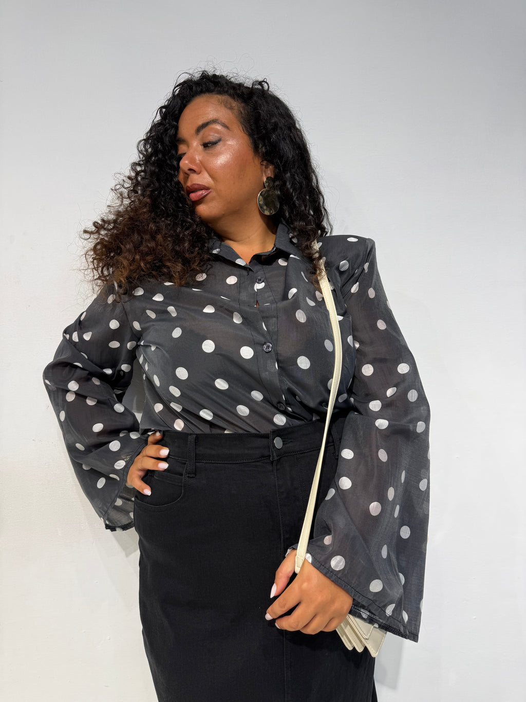 Camicia spalline Pois Nera