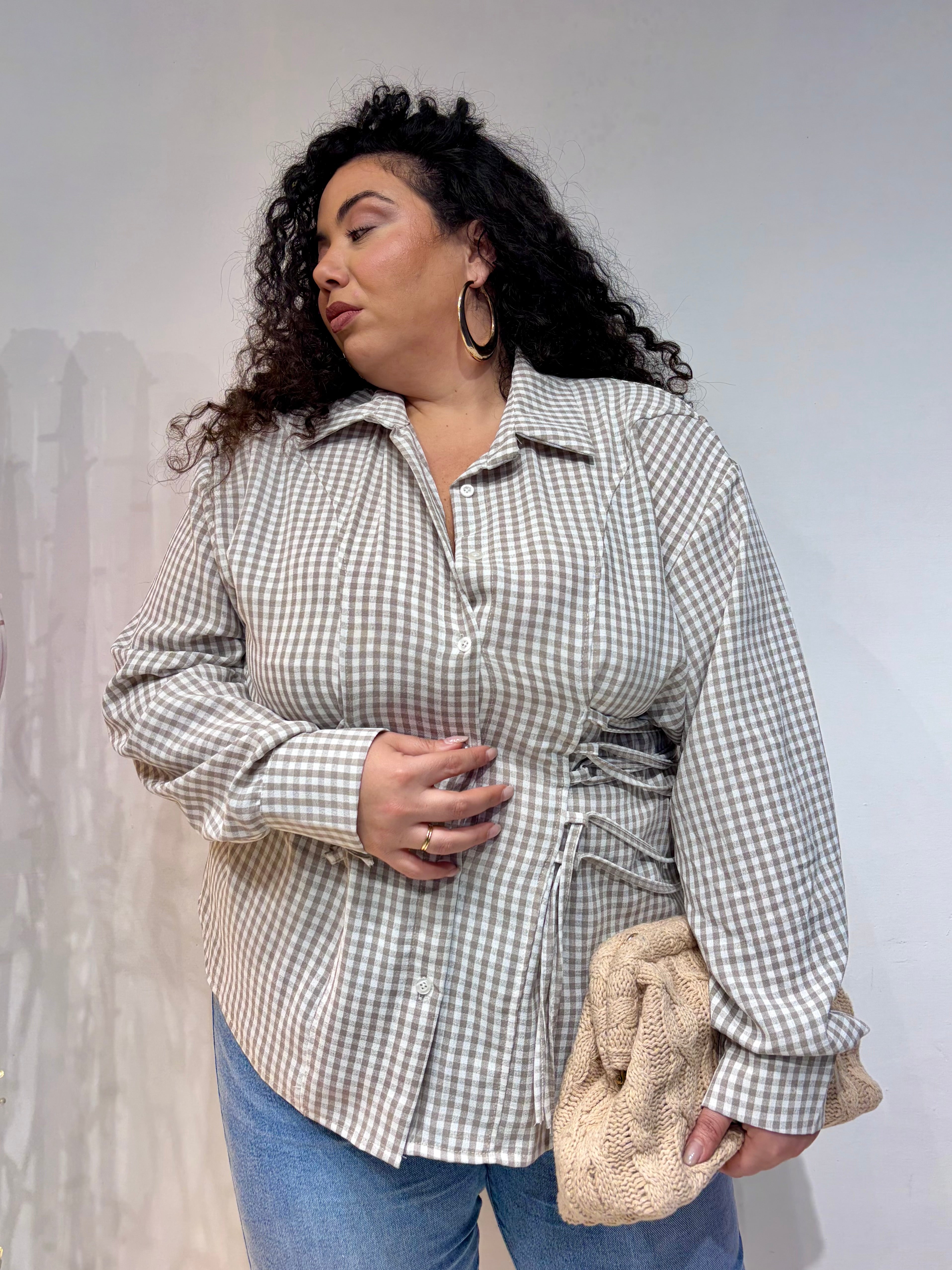 Camicia Stringhe Beige