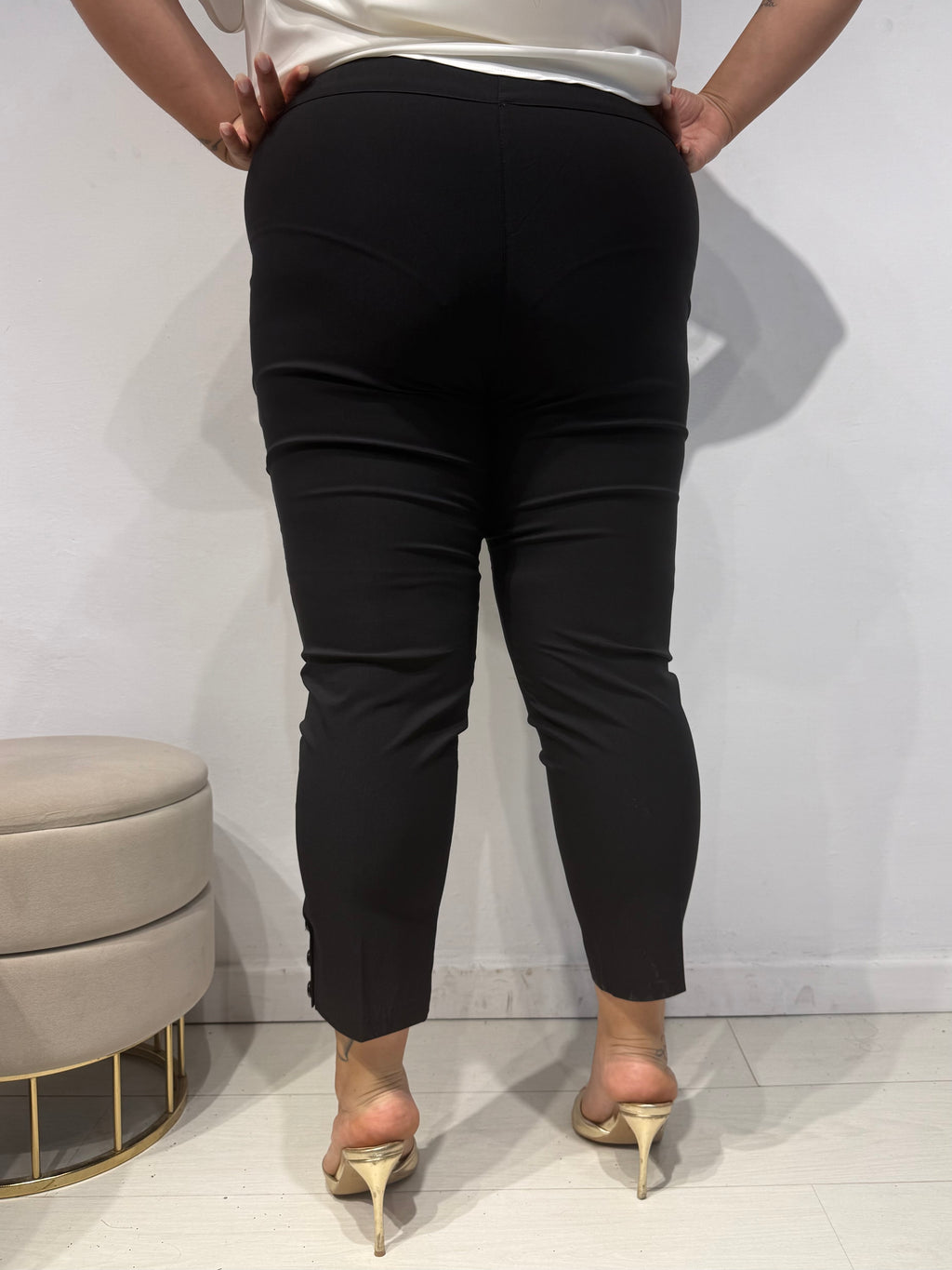 Pantaloni Cotone Bottoni Nero