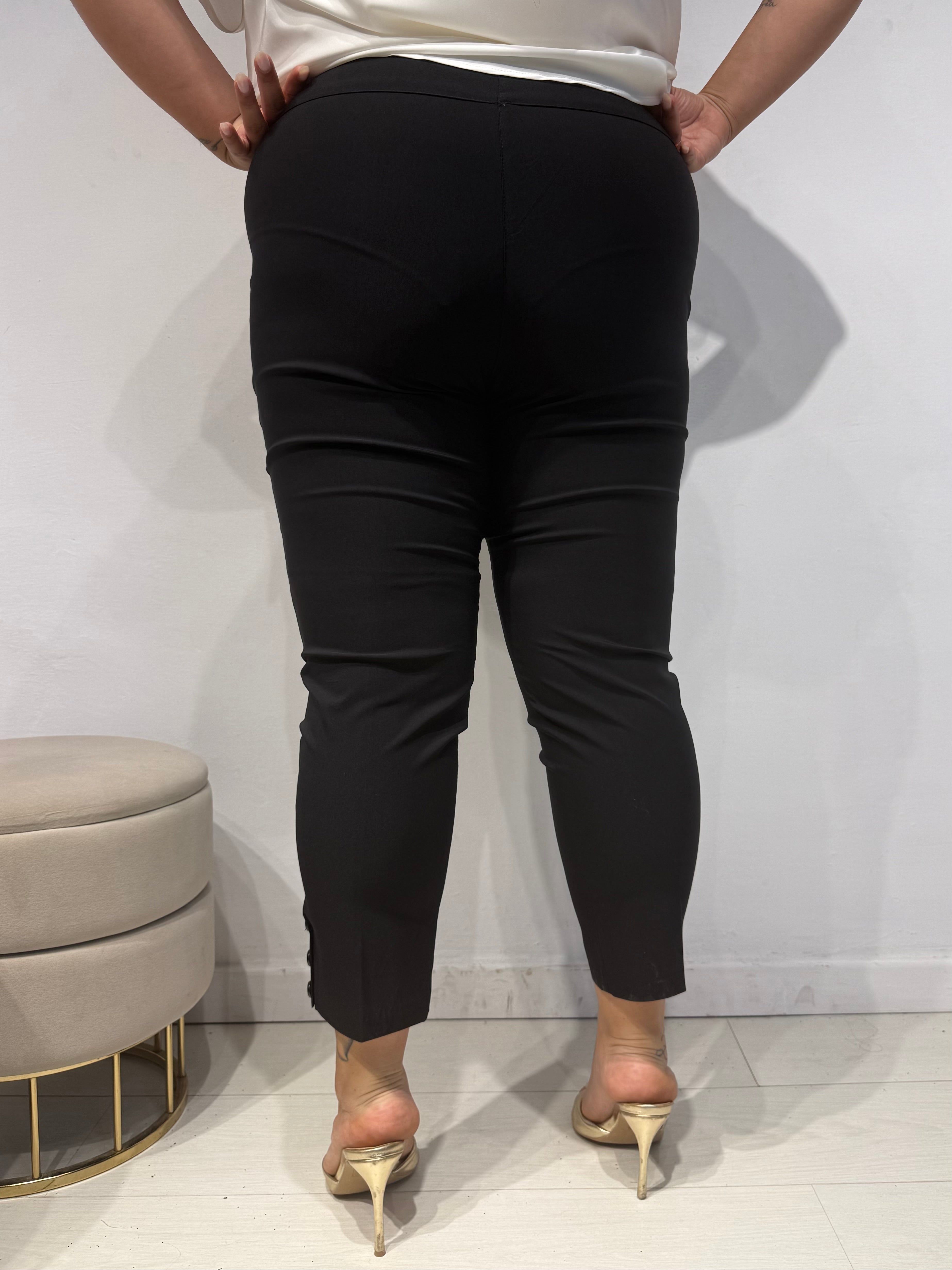 Pantaloni Cotone Bottoni Nero