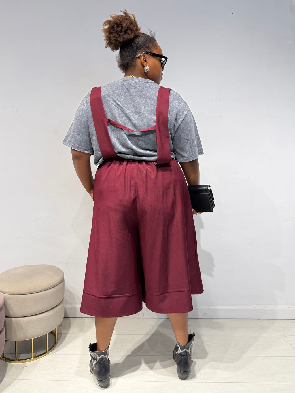 Salopette Bermuda Bordeaux