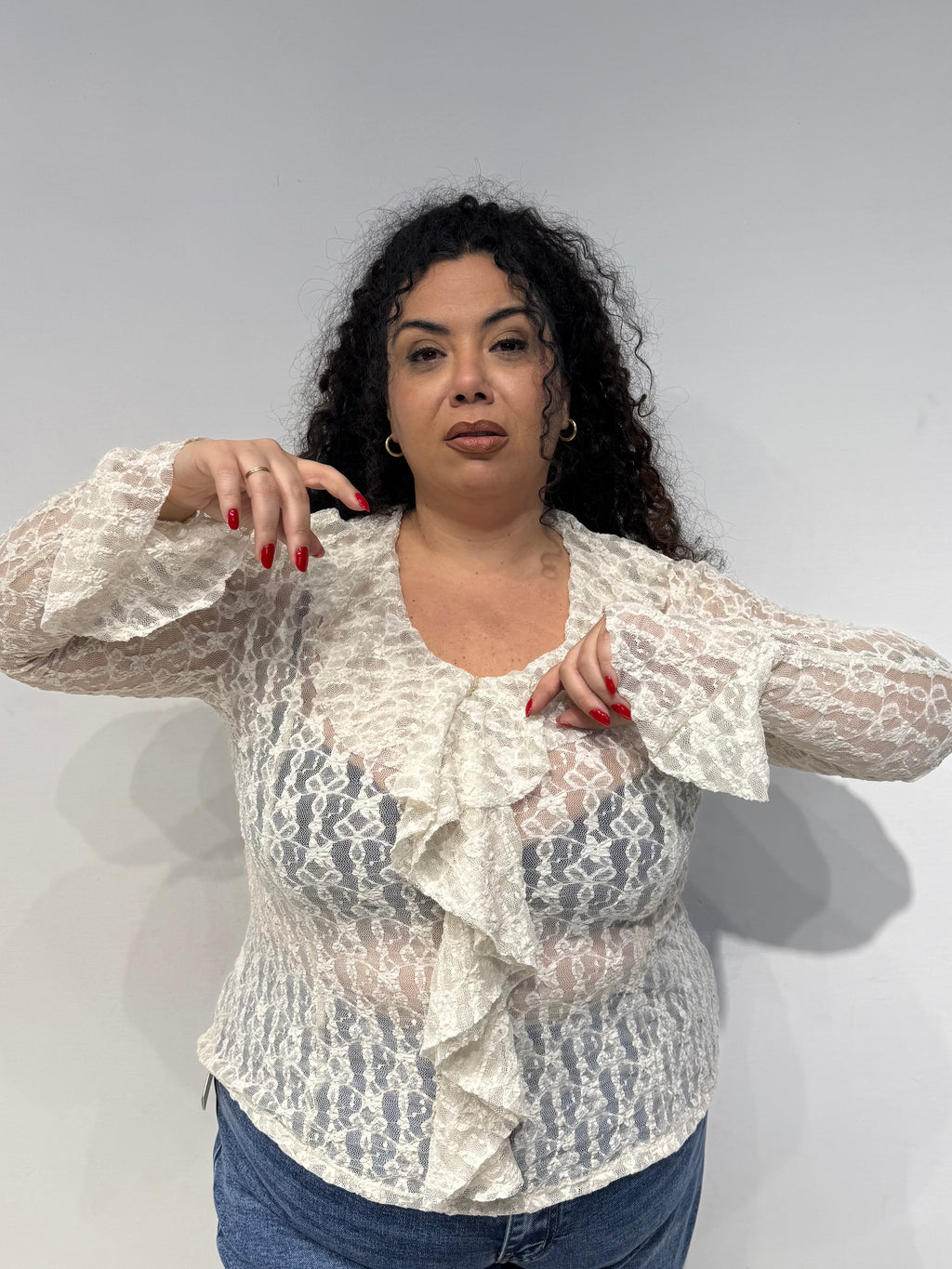 Maglia Macramé Panna