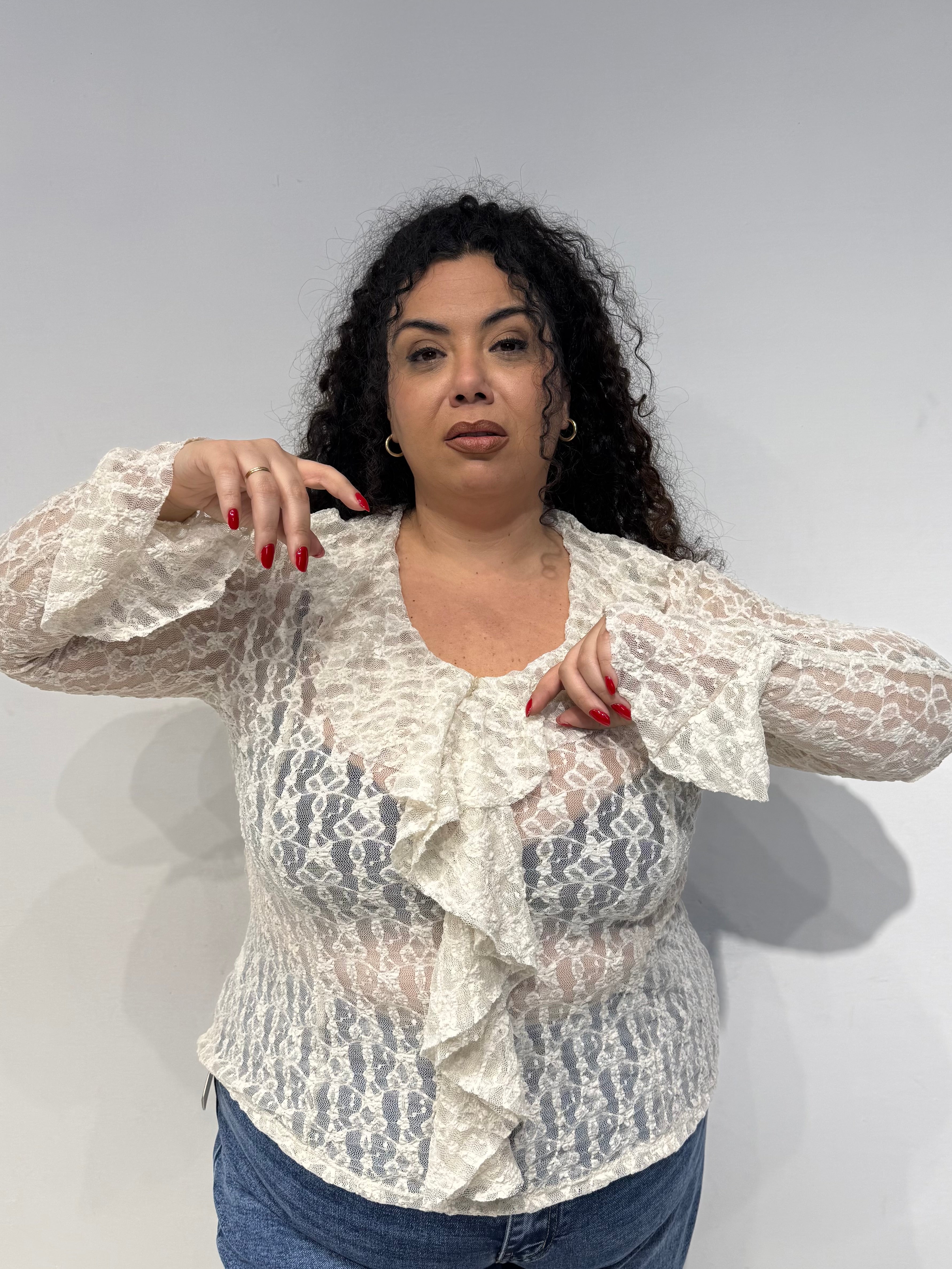 Maglia Macramé Panna