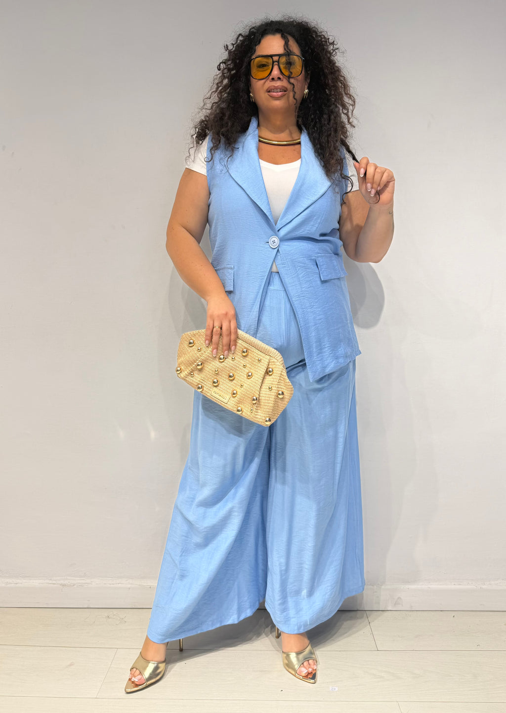 Borsa Raffia e Borchie