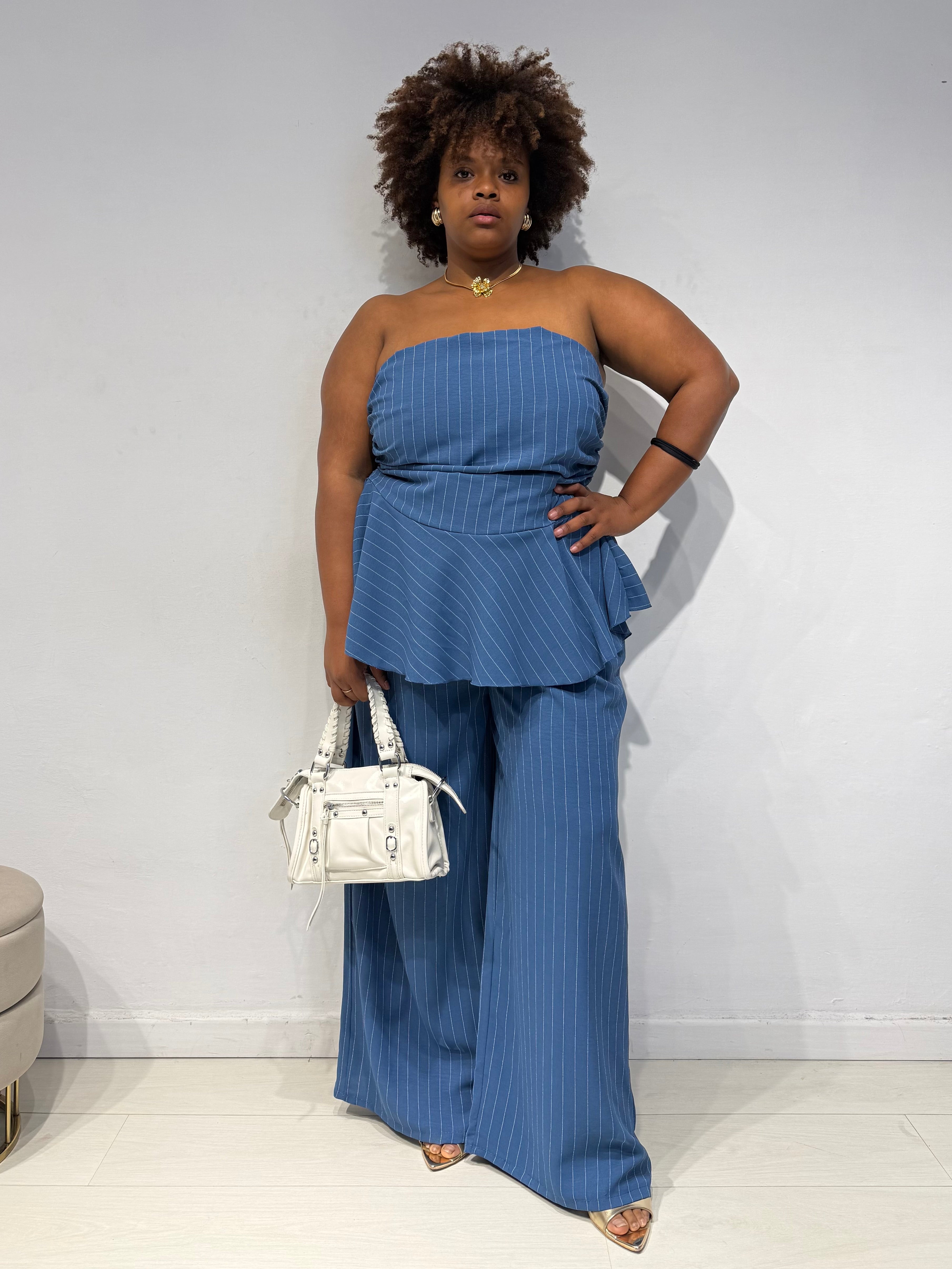 Coordinato Gessato Blu
