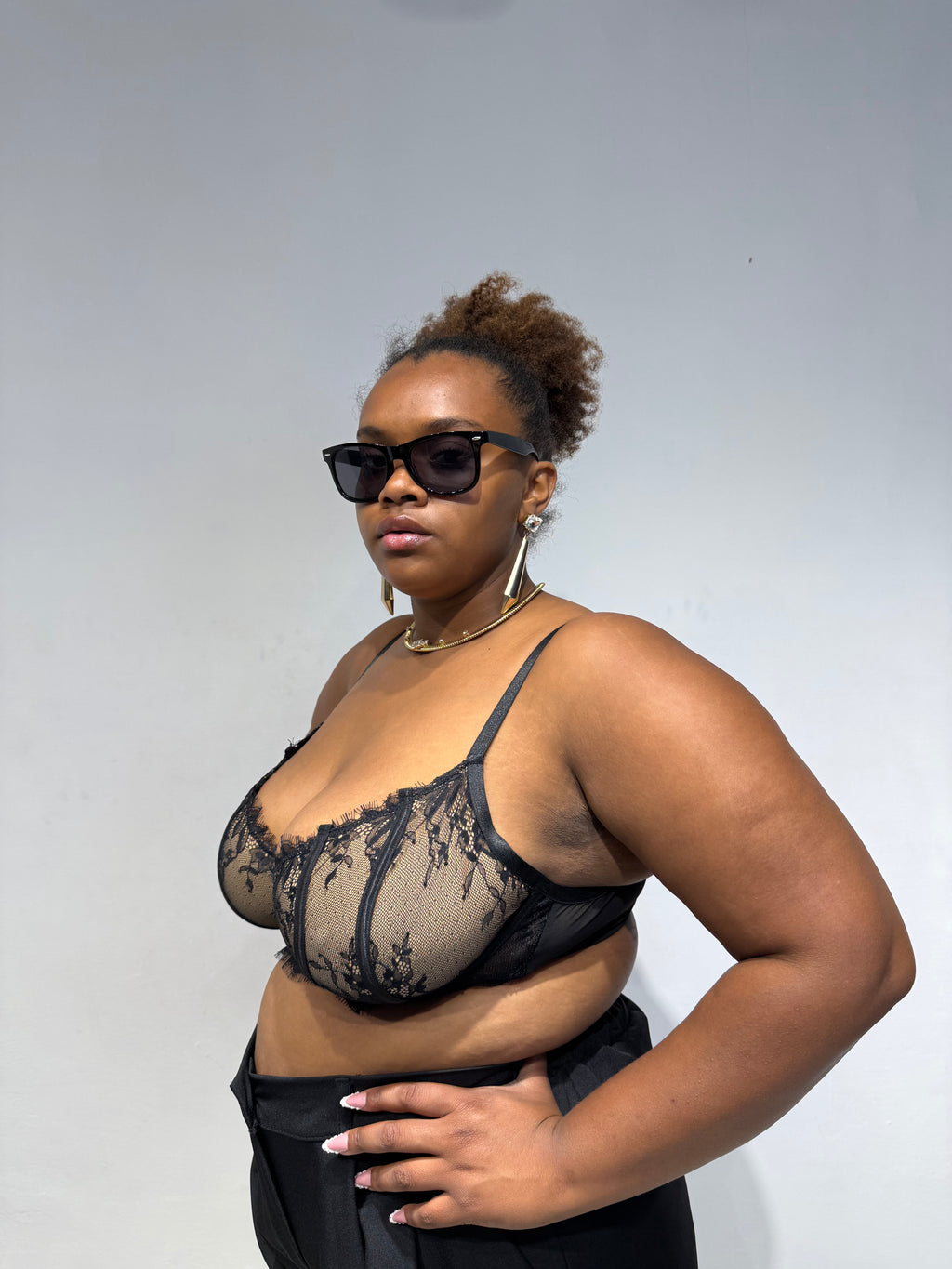 Bralette Reggiseno Nera/Nude