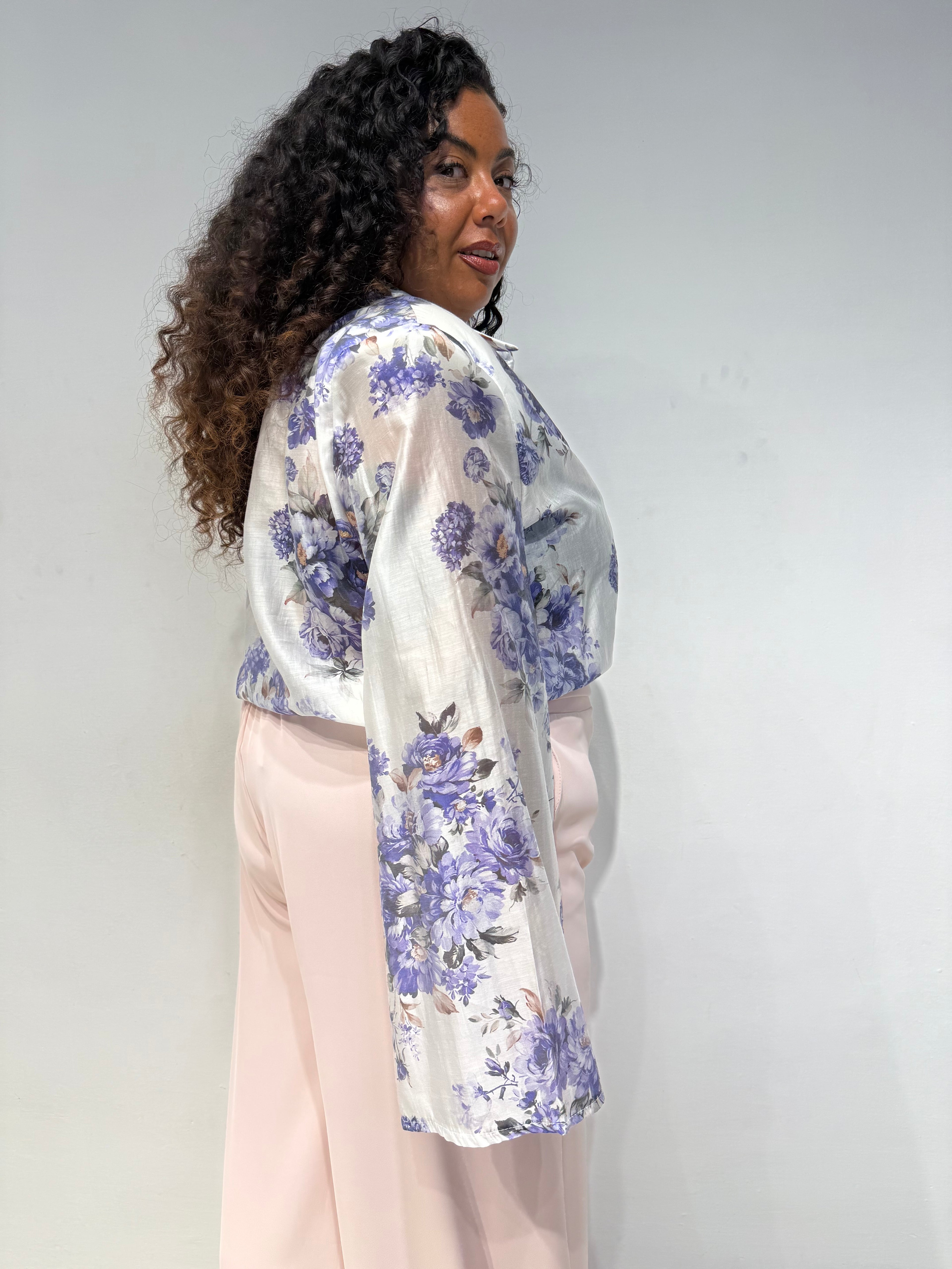 Camicia spalline Flowers Viola