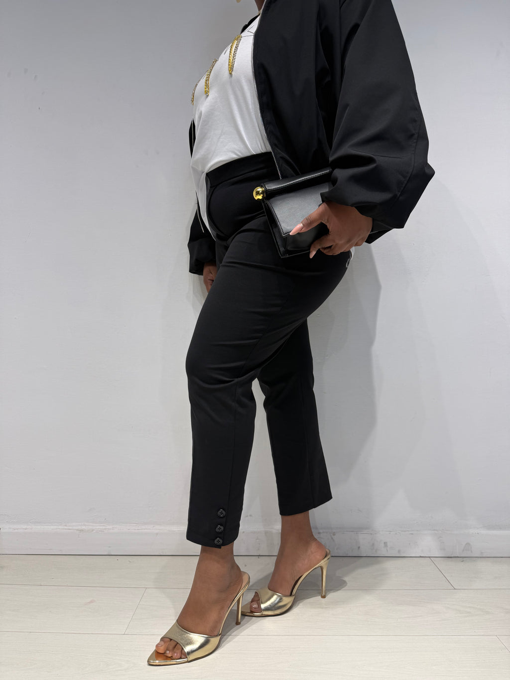 Pantaloni Sigaretta Punto Milano Neri