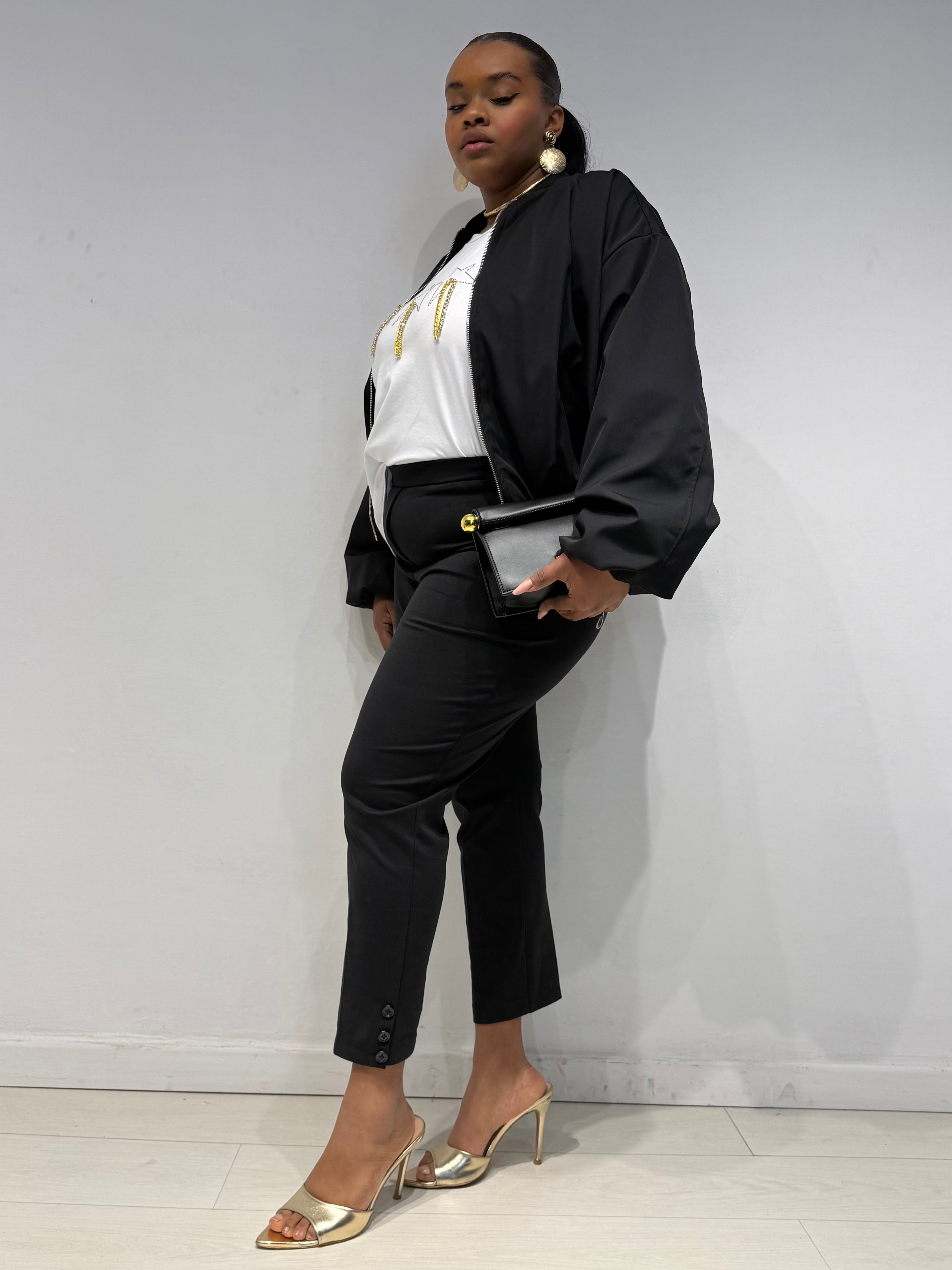 Pantaloni Sigaretta Punto Milano Neri