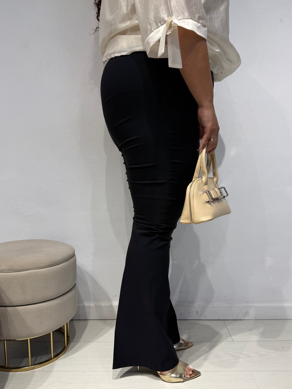 Pantaloni Zampa Cotone Nero