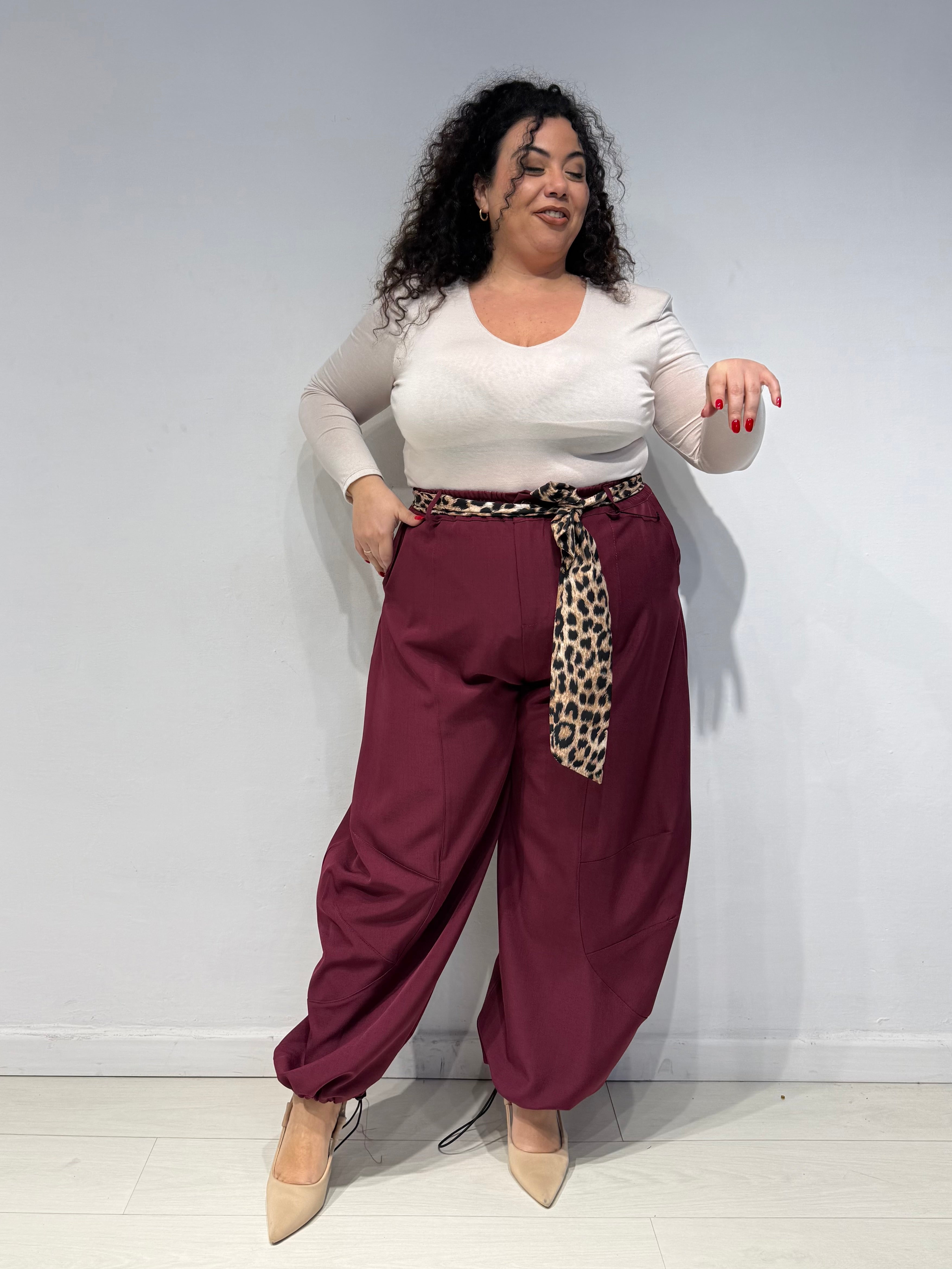 Pantaloni Balloon Animalier Bordeaux