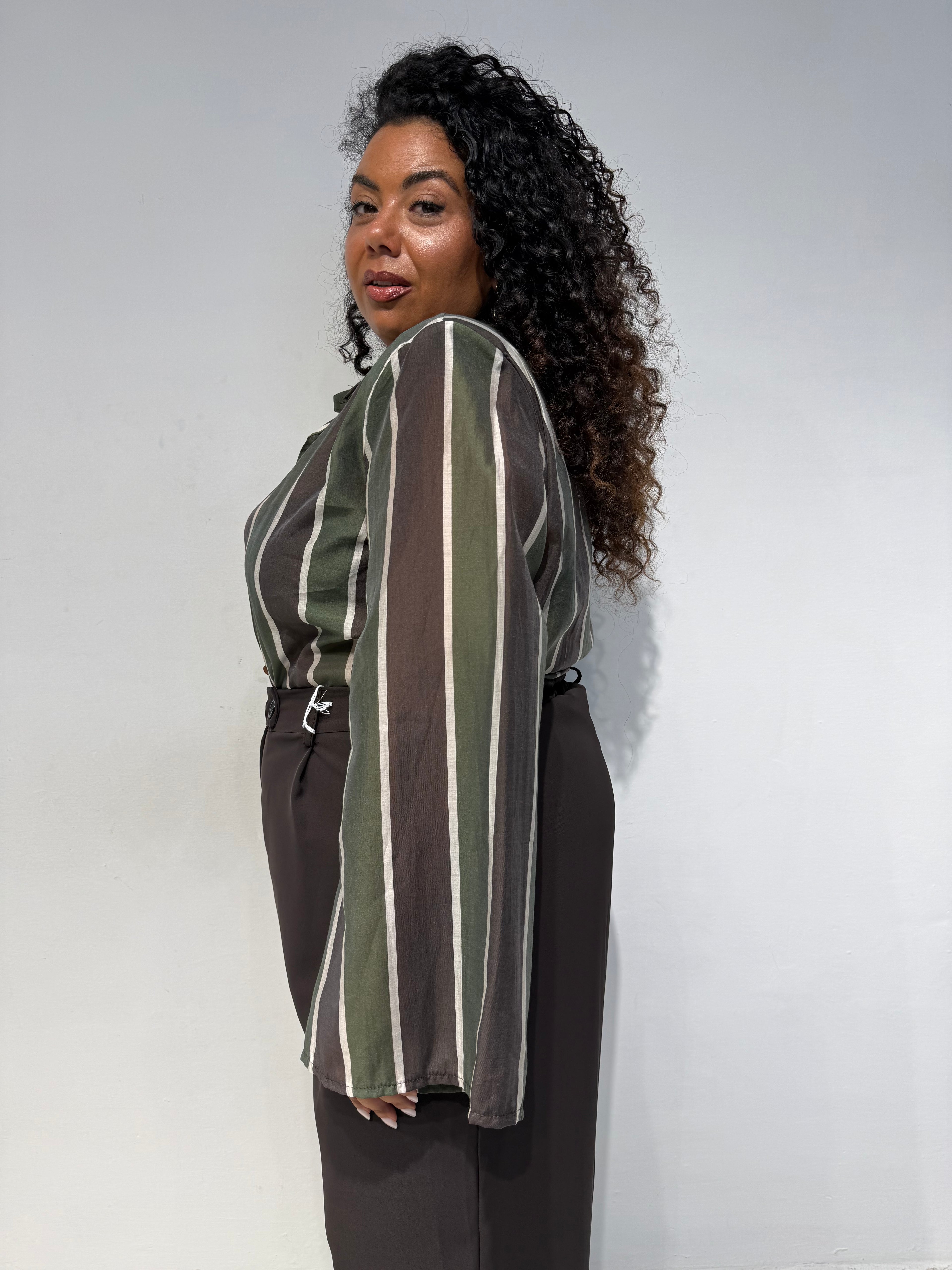 Camicia spalline Righe