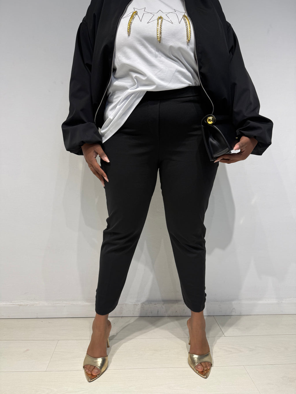 Pantaloni Sigaretta Punto Milano Neri