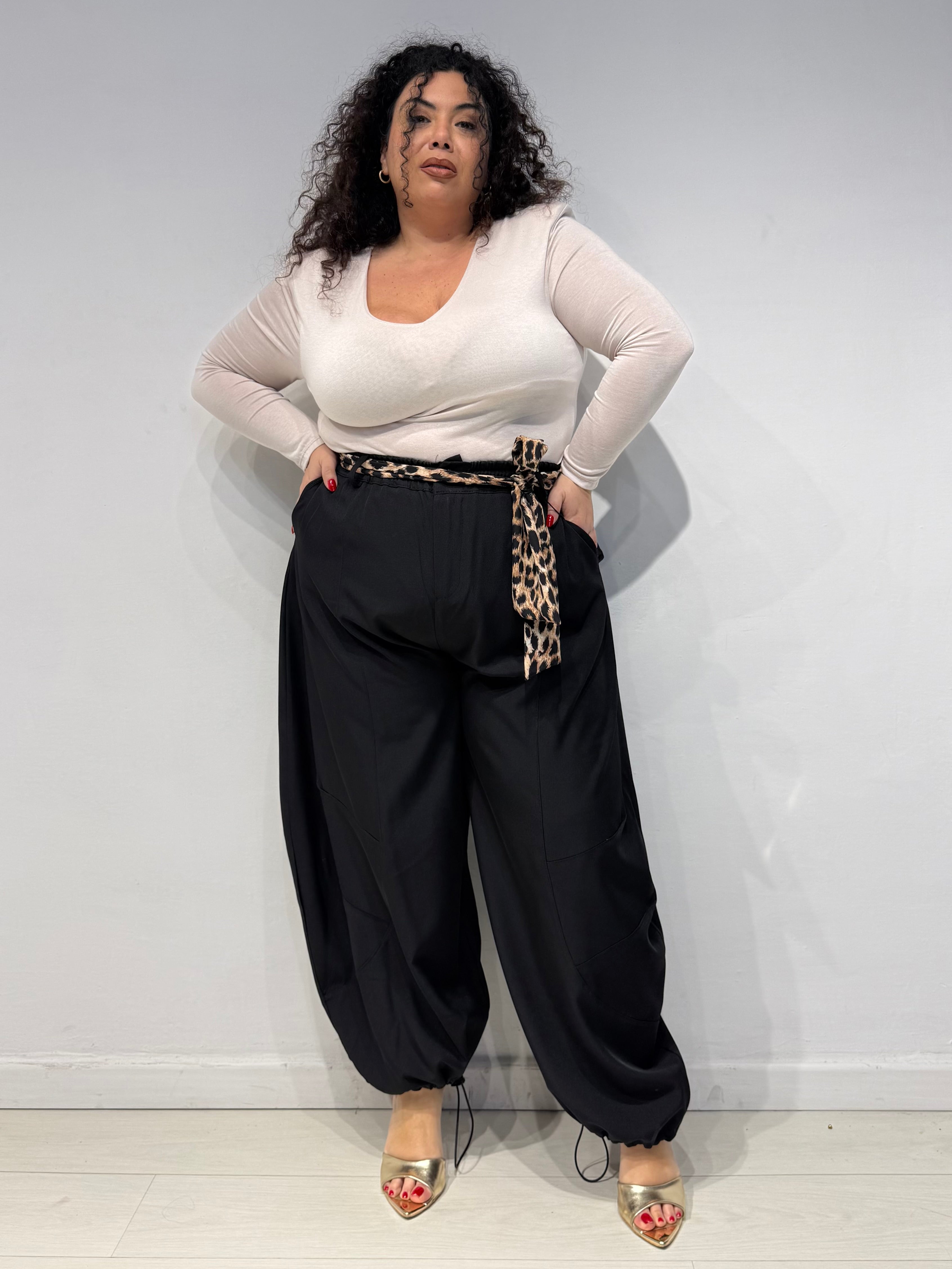 Pantaloni Balloon Animalier Neri