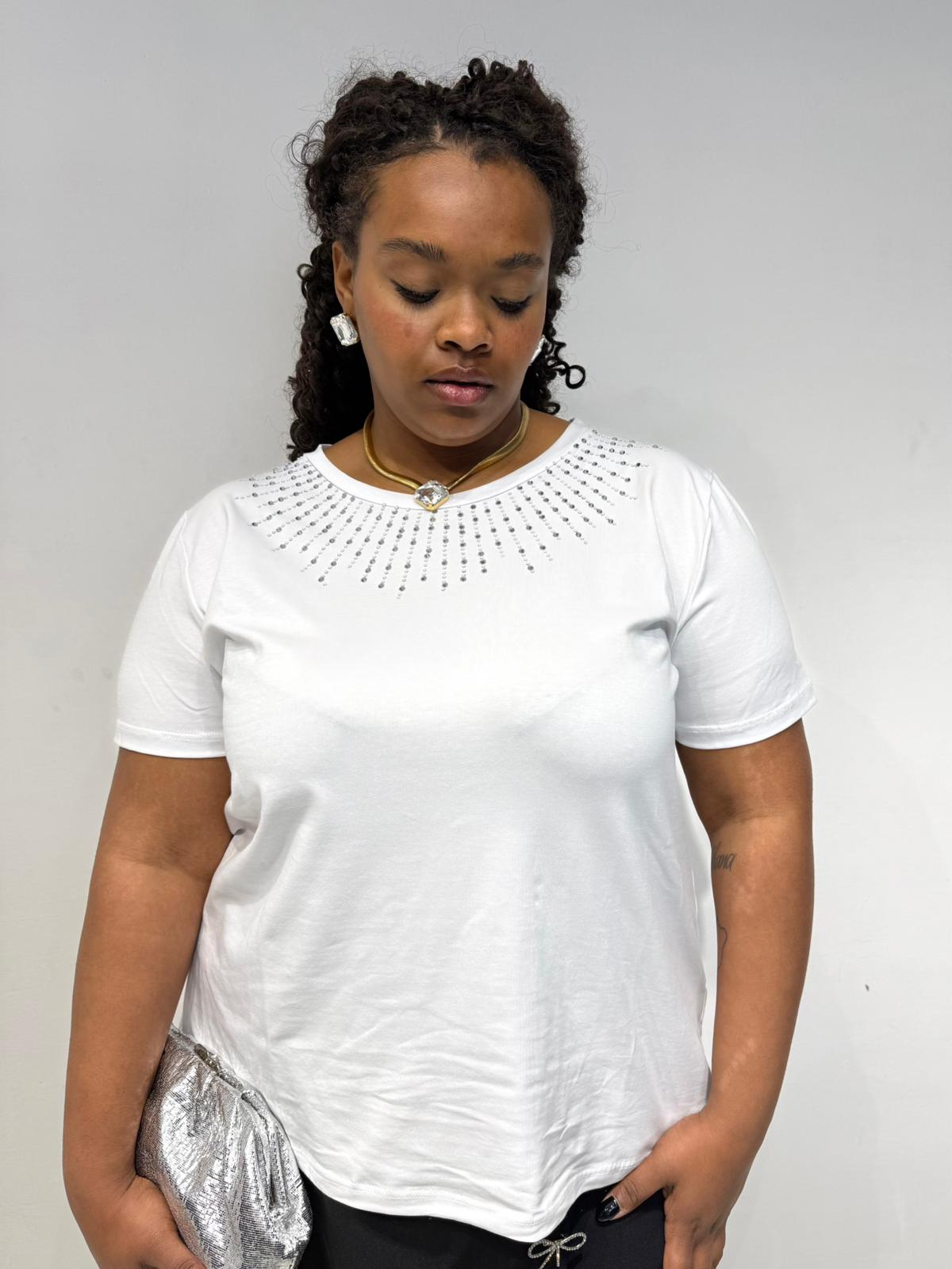 T-shirt Pioggia Di Strass