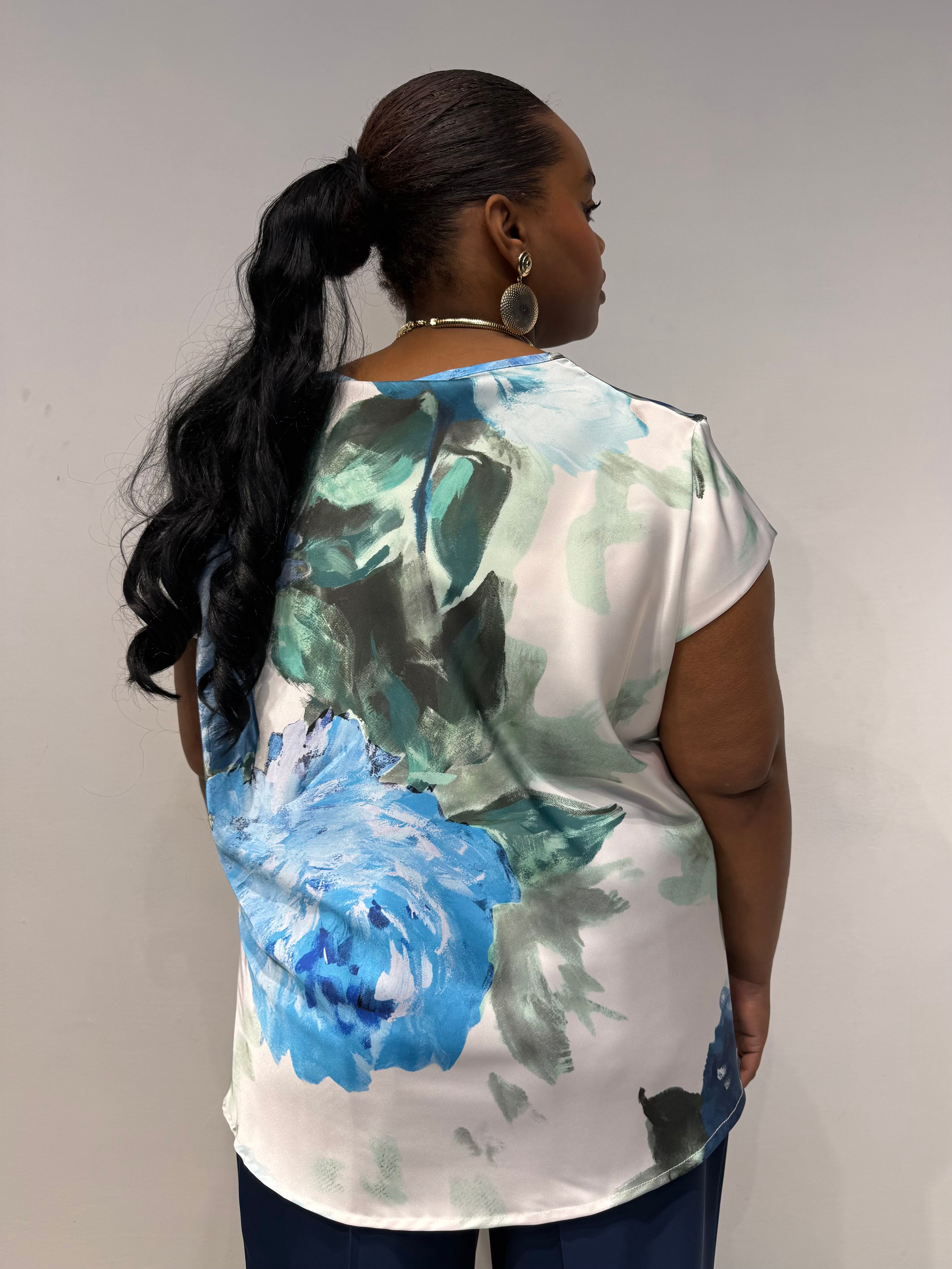 Blusa Flower Verde/Blu