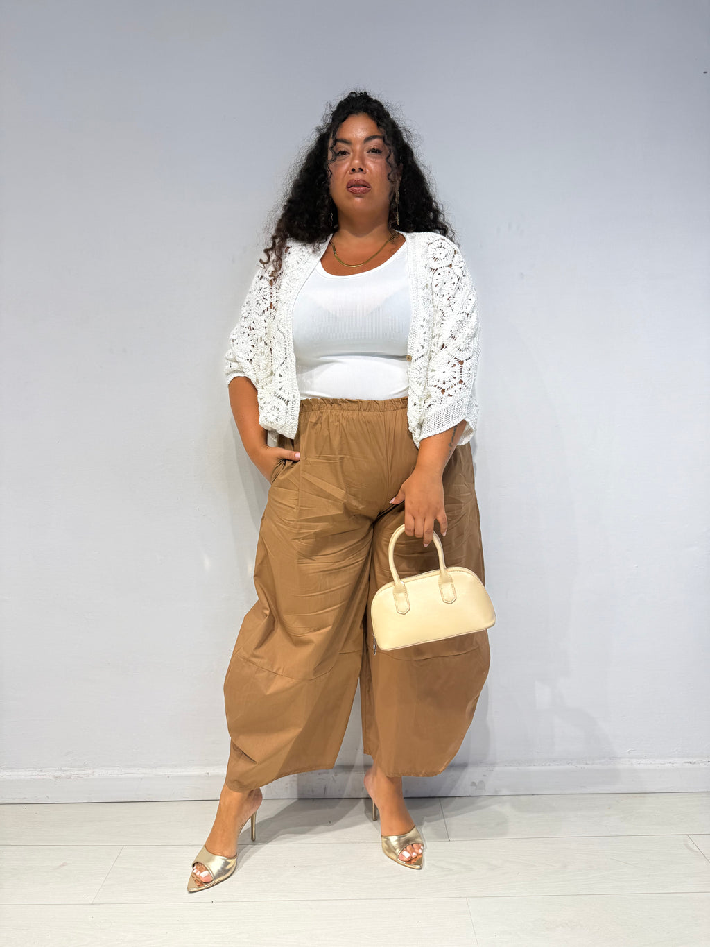 Pantaloni Cotone Balloon Biscotto