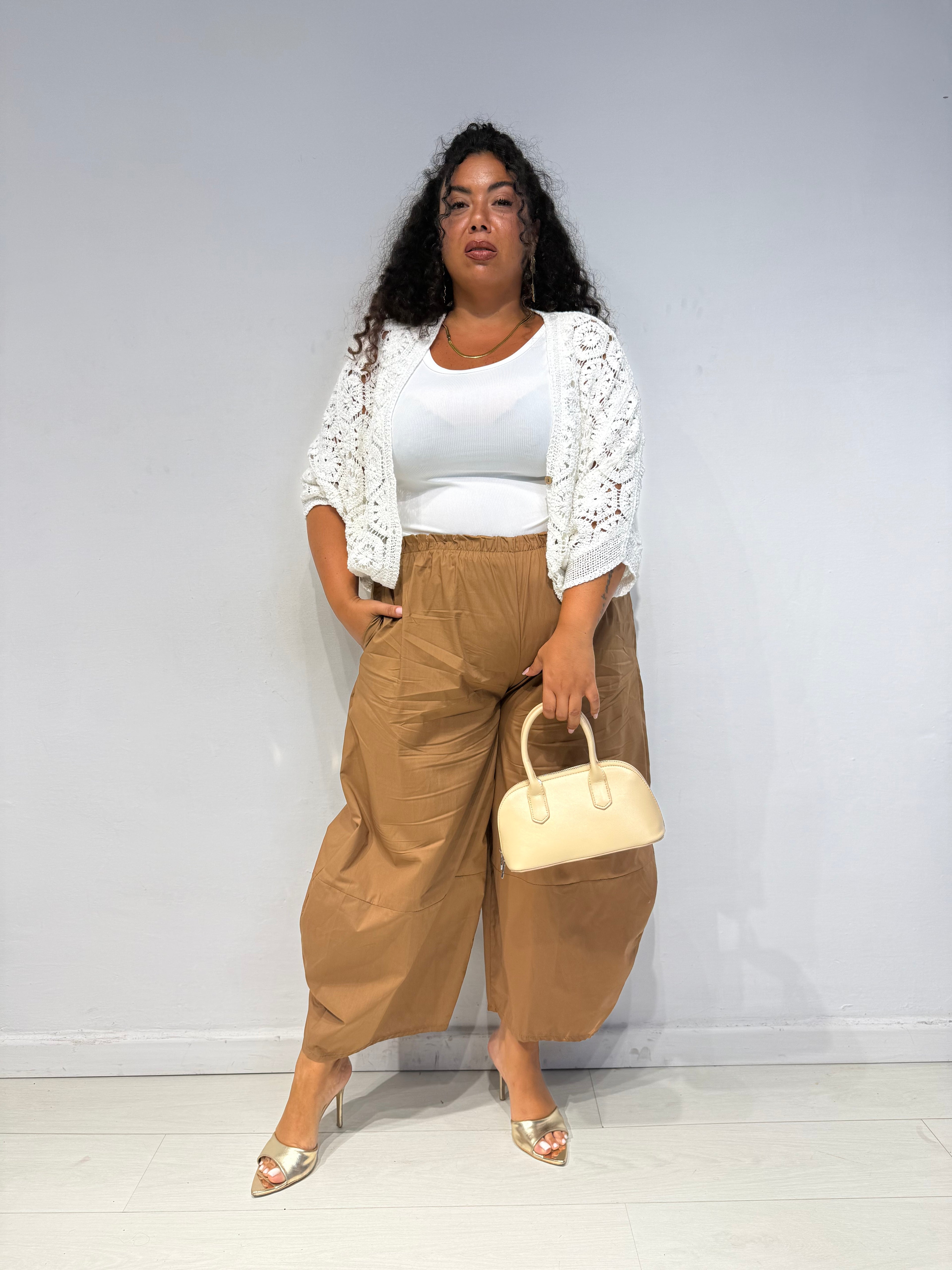 Pantaloni Cotone Balloon Biscotto