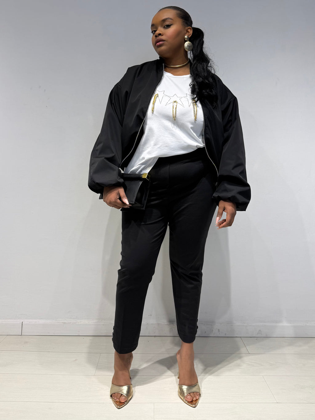 Pantaloni Sigaretta Punto Milano Neri