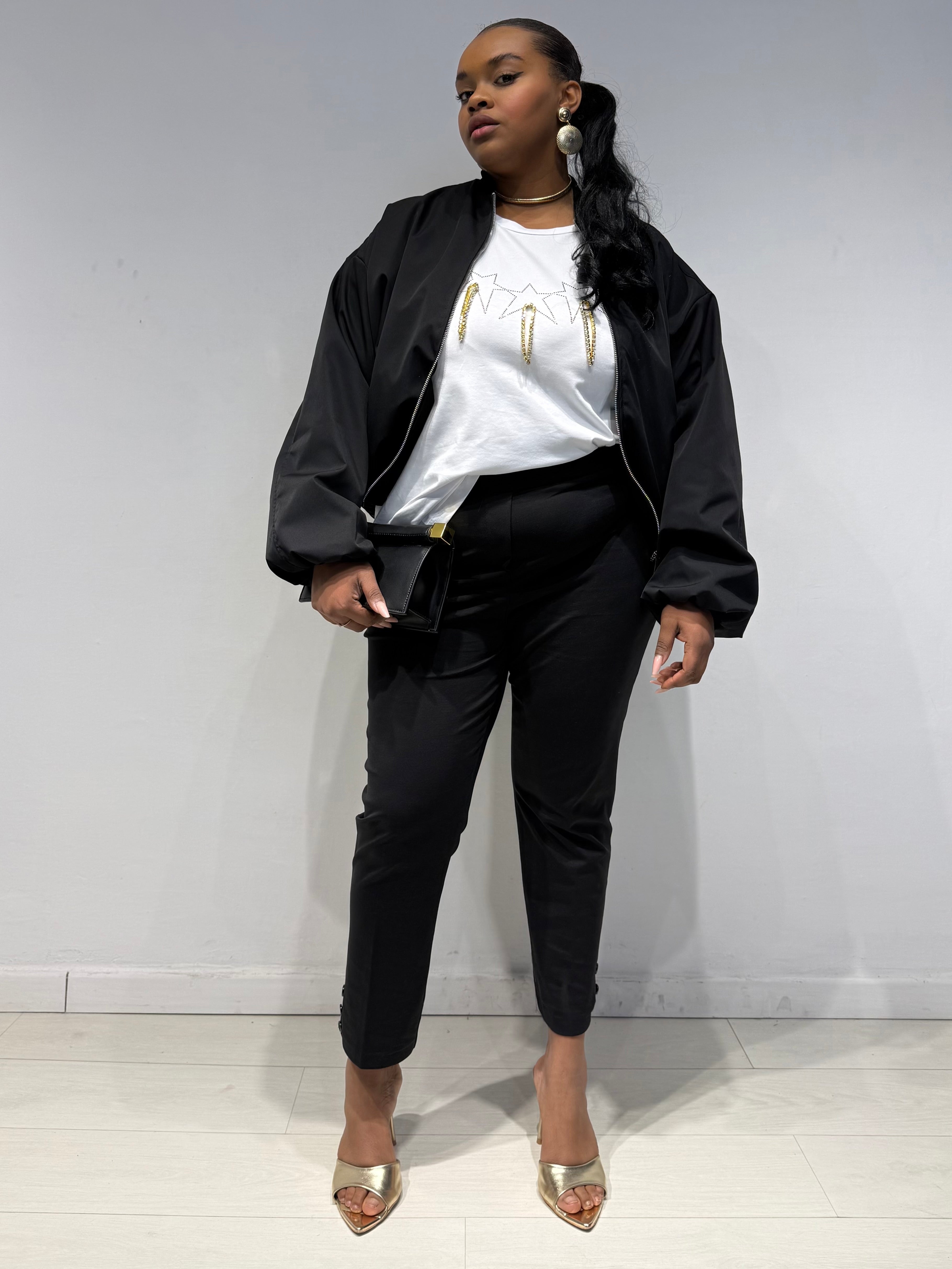 Pantaloni Sigaretta Punto Milano Neri