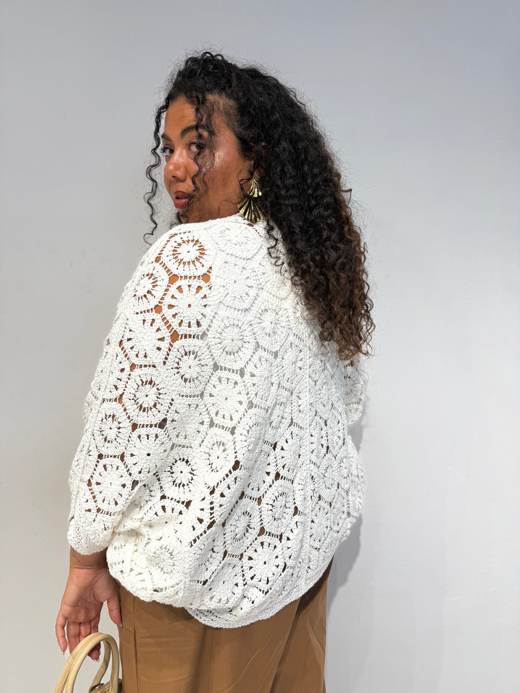 Cardigan Macramè Bianco