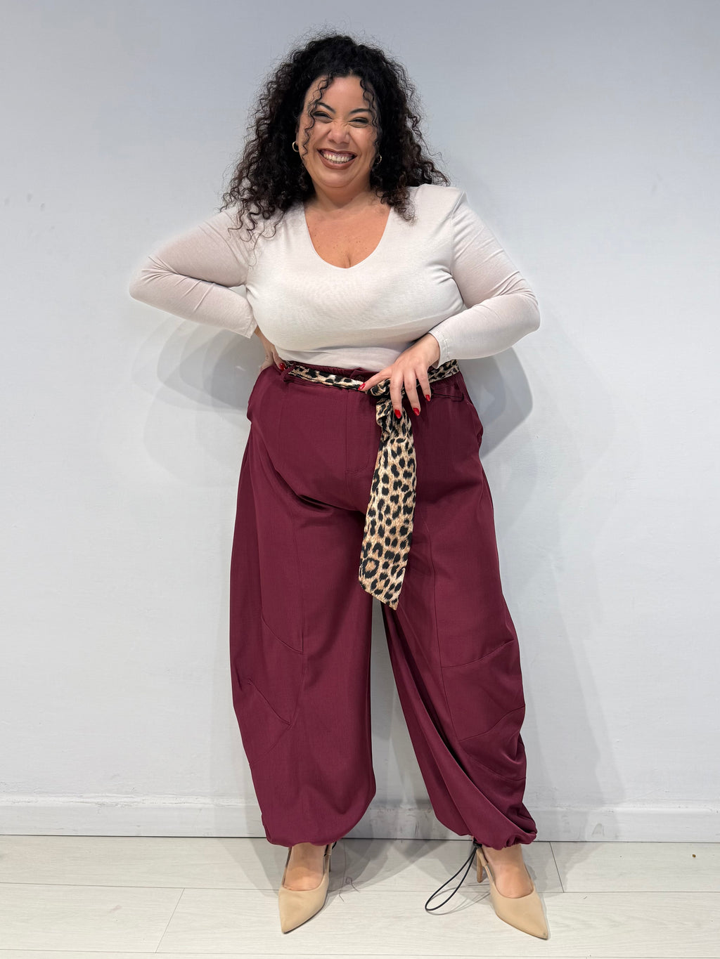 Pantaloni Balloon Animalier Bordeaux