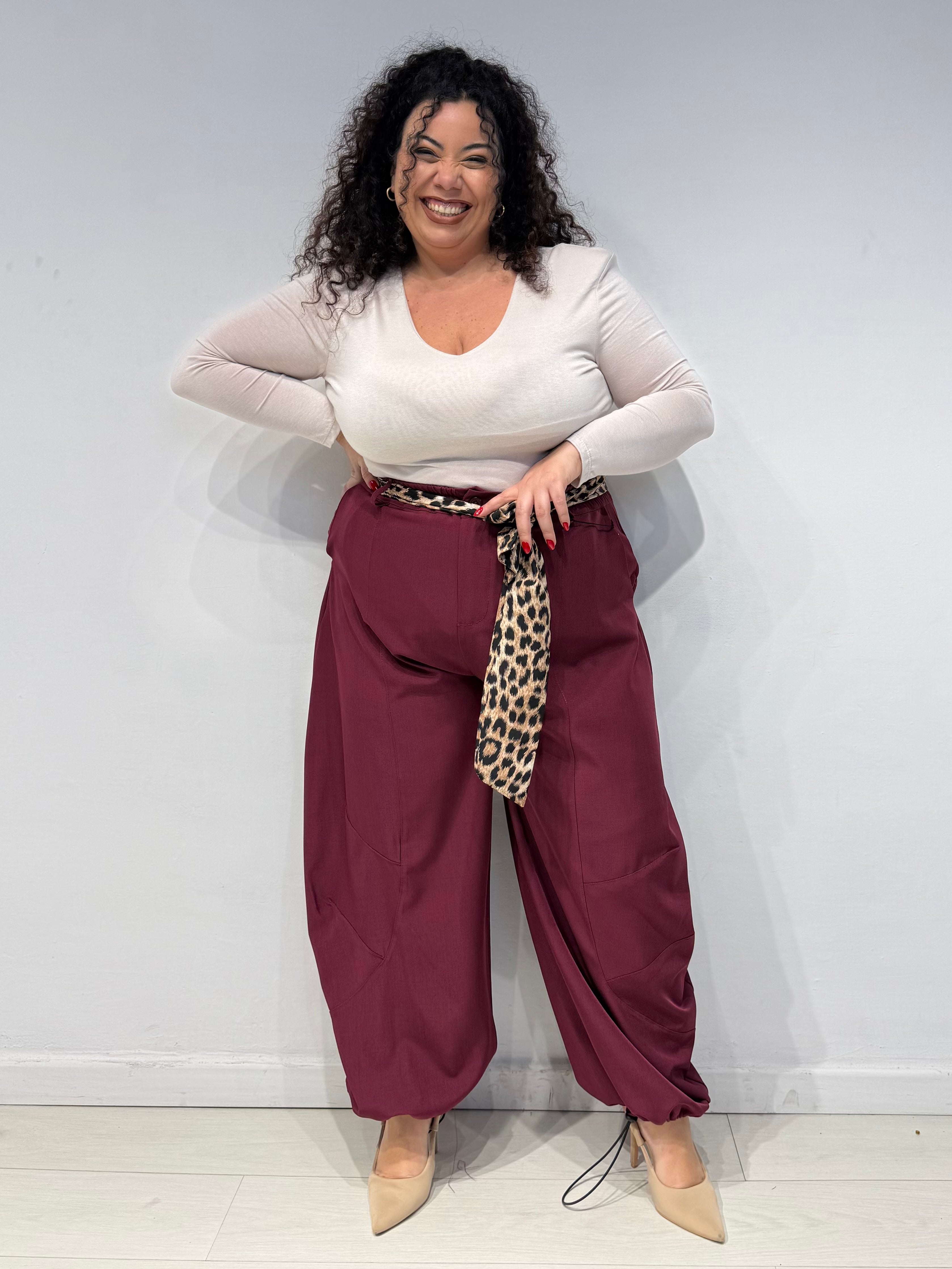 Pantaloni Balloon Animalier Bordeaux