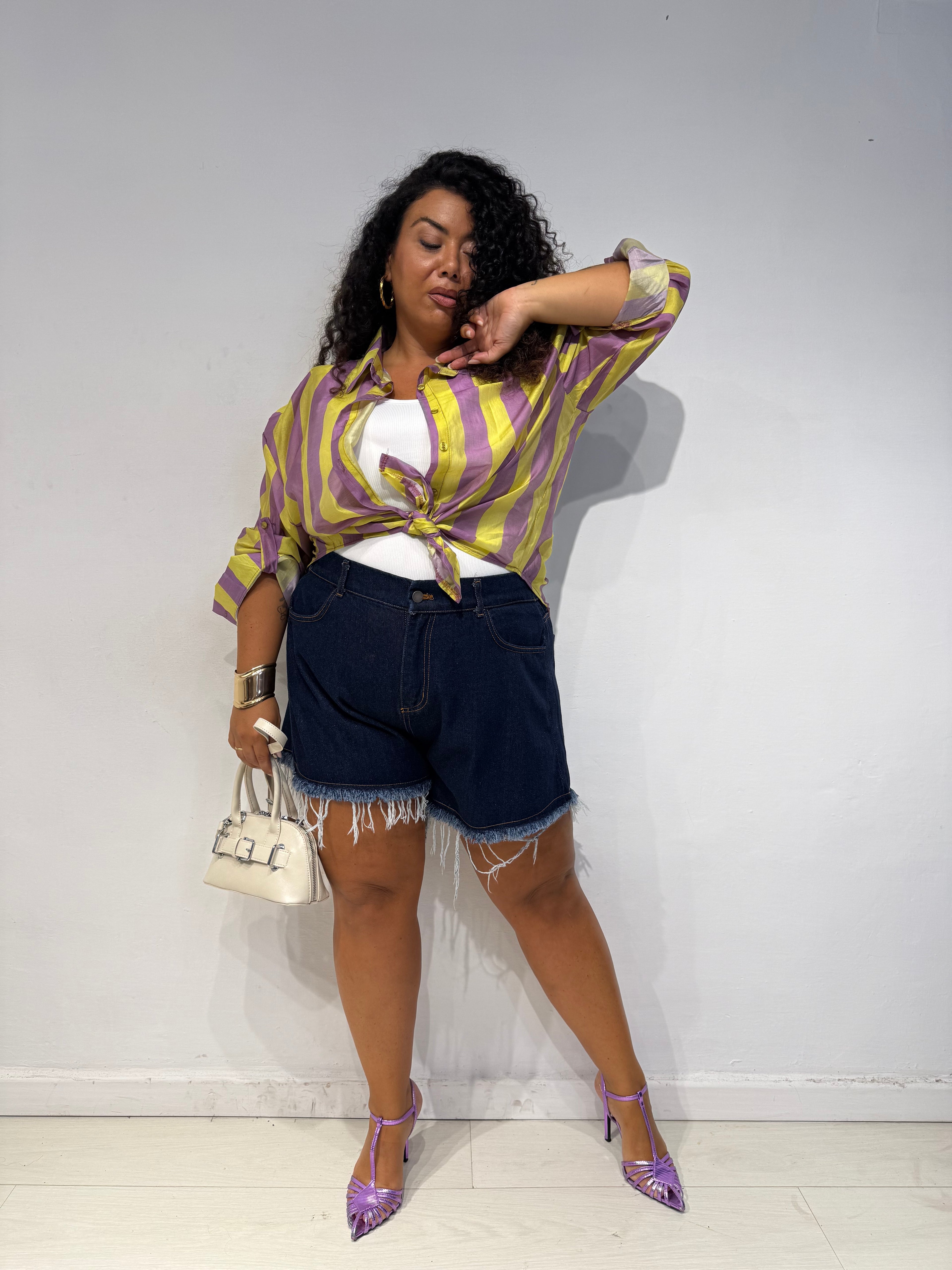 Shorts Denim Sfrangiato Blu