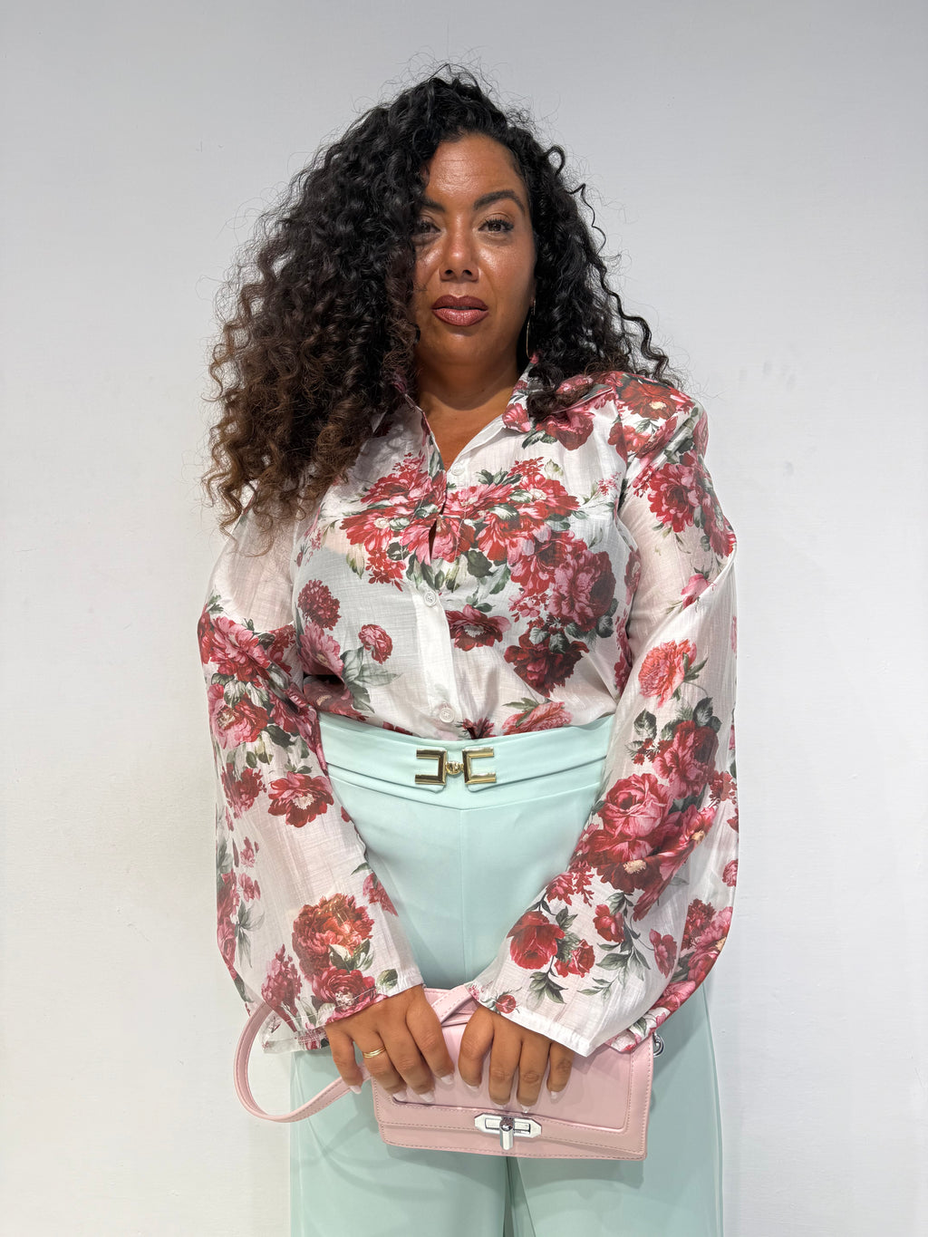 Camicia spalline Flowers Rossi