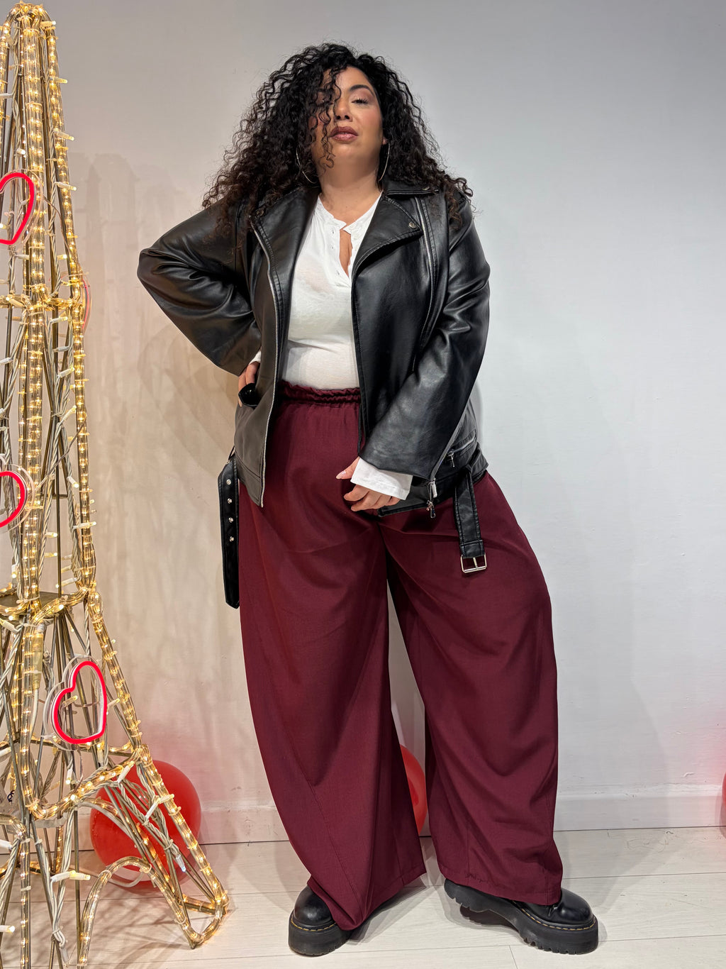 Pantaloni Balloon Bordeaux