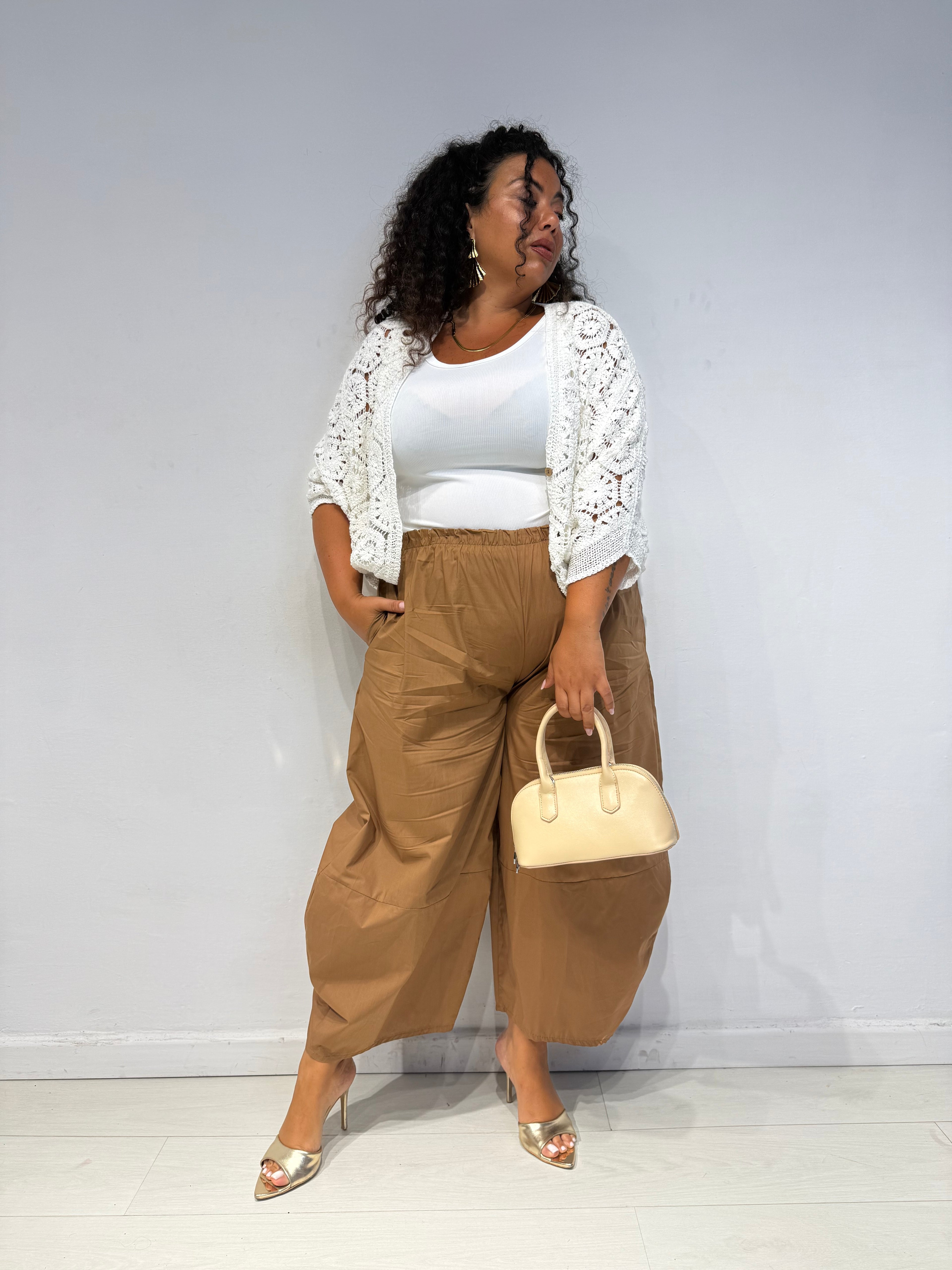 Pantaloni Cotone Balloon Biscotto