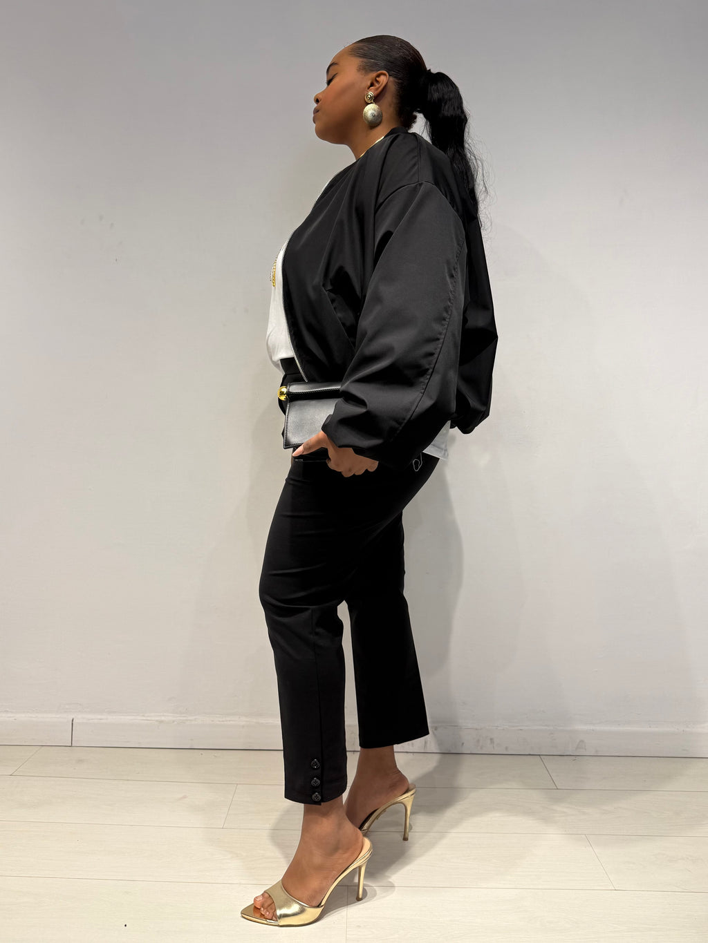 Pantaloni Sigaretta Punto Milano Neri