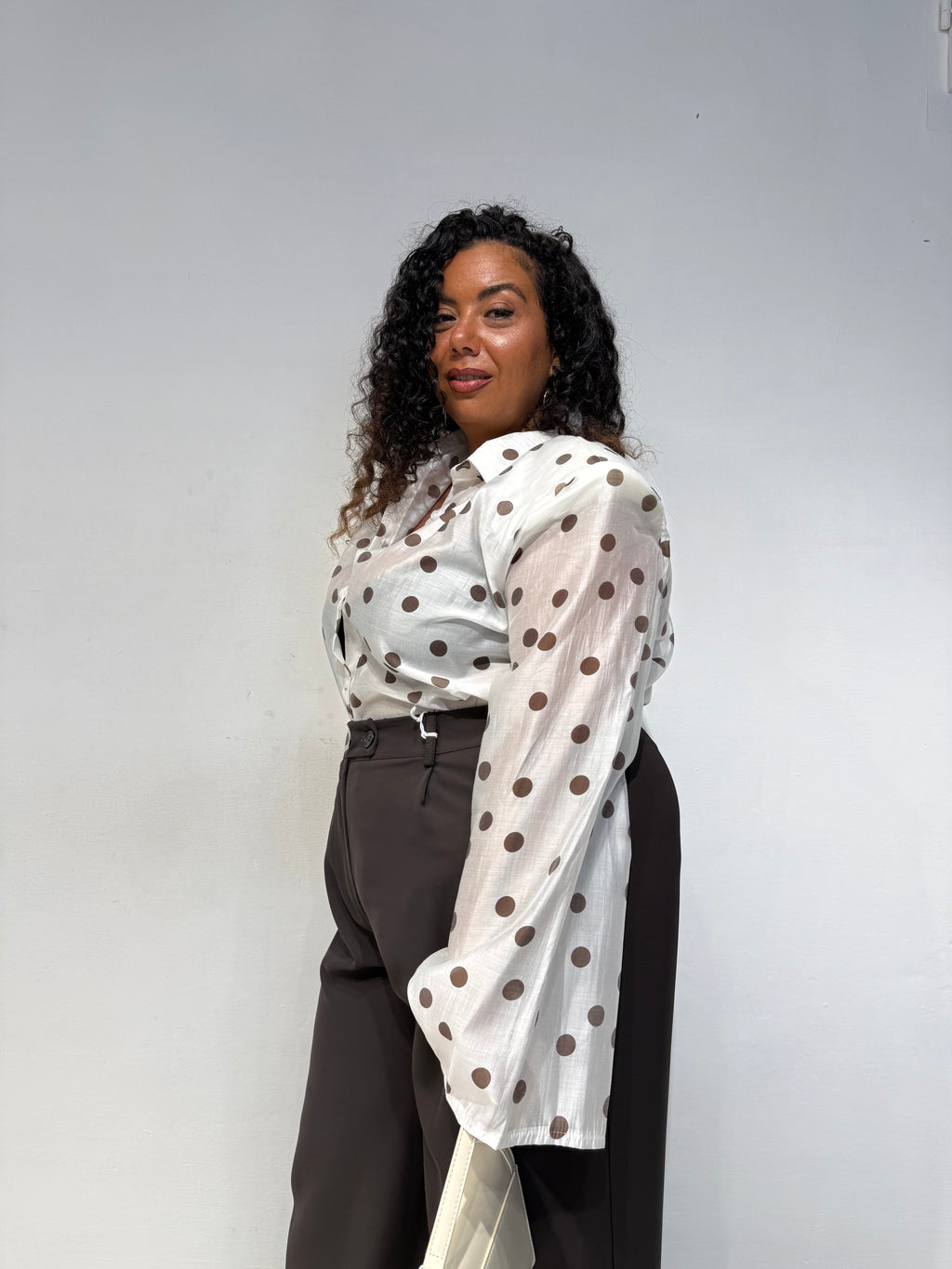 Camicia spalline Pois Bianca