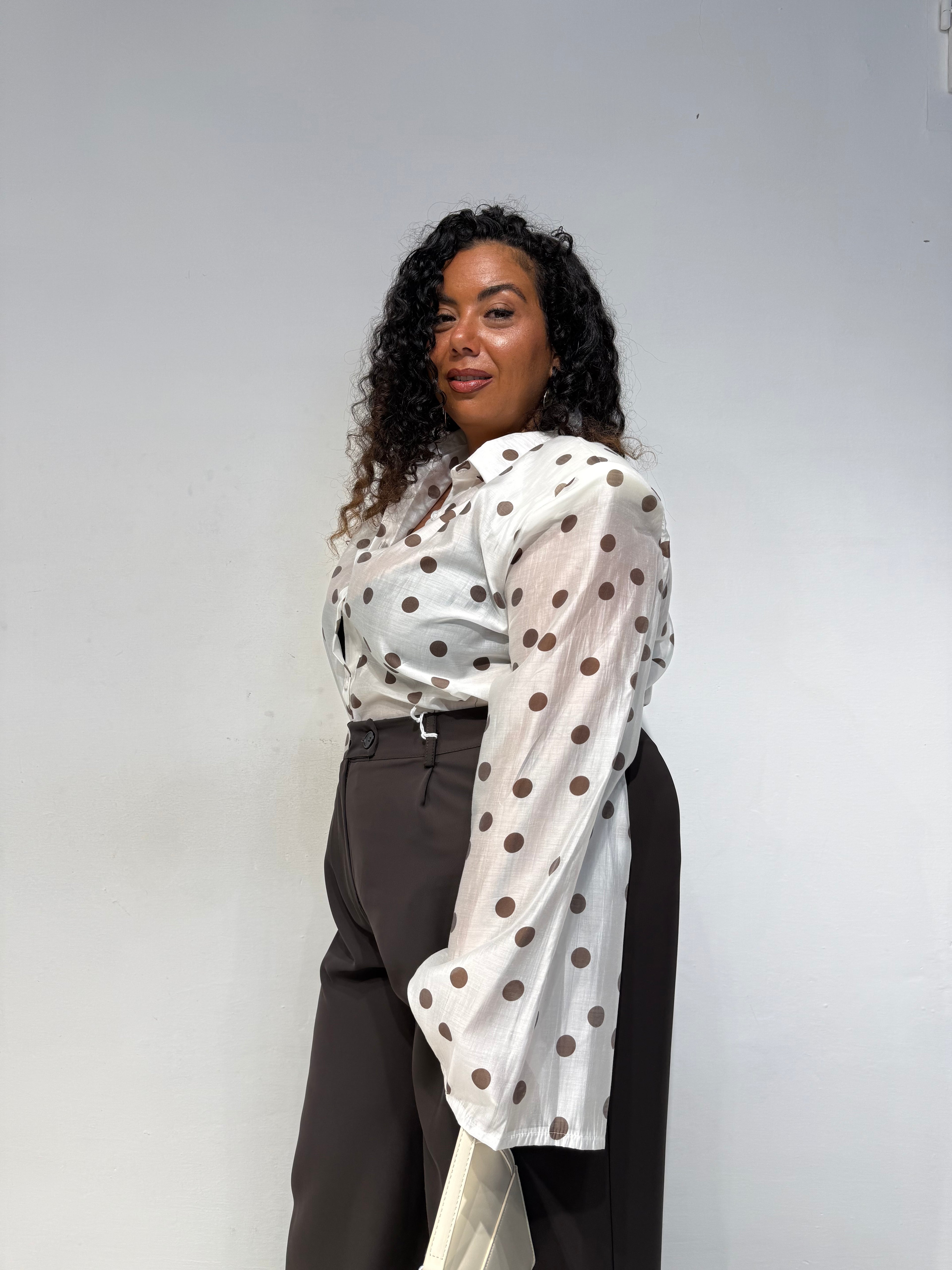 Camicia spalline Pois Bianca