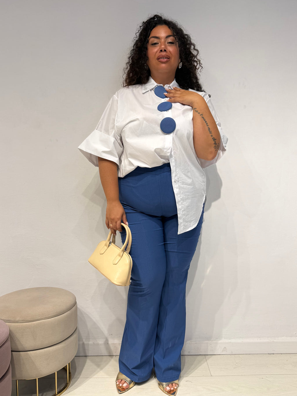 Camicia Bottone Bianca
