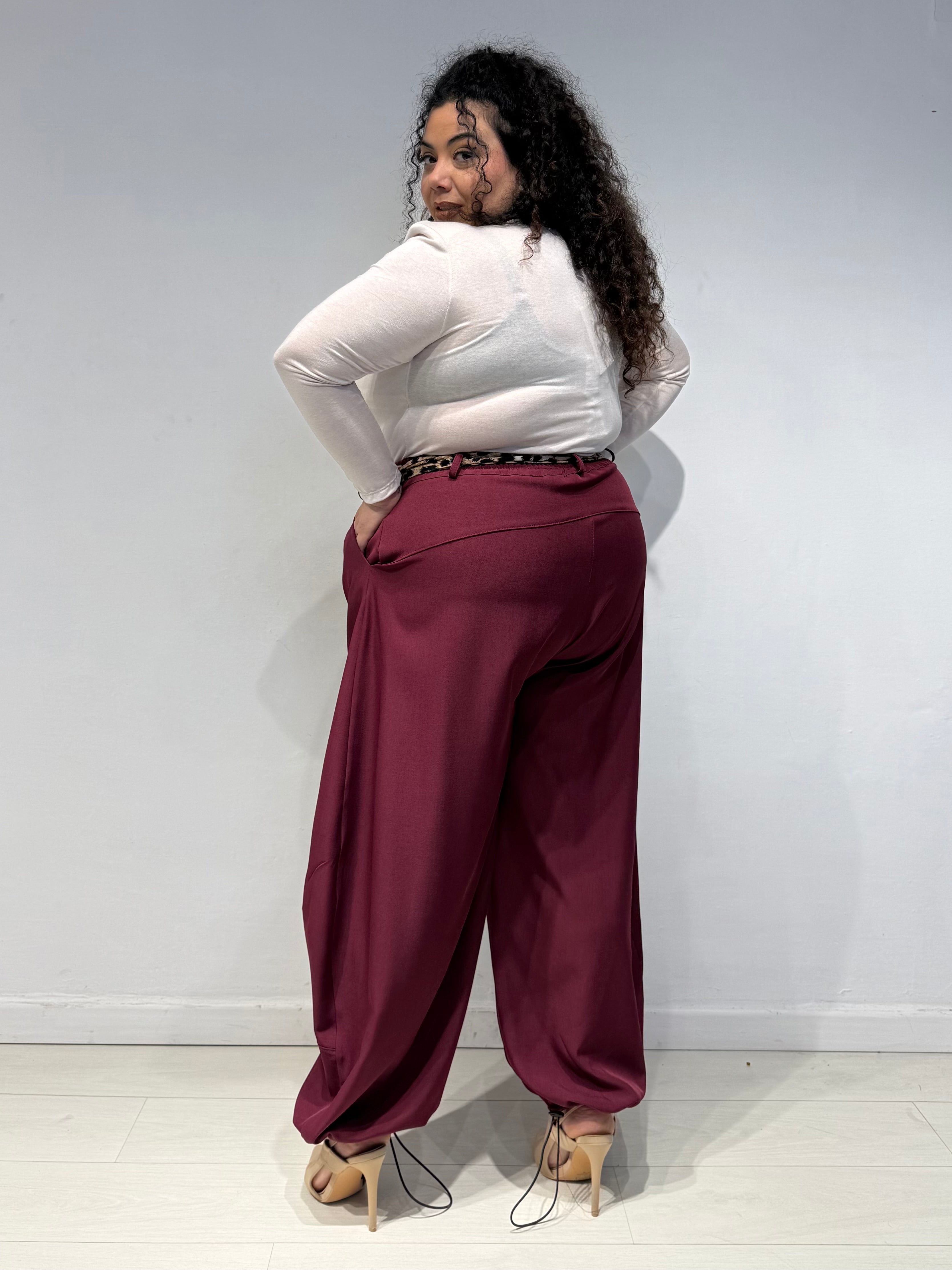 Pantaloni Balloon Animalier Bordeaux