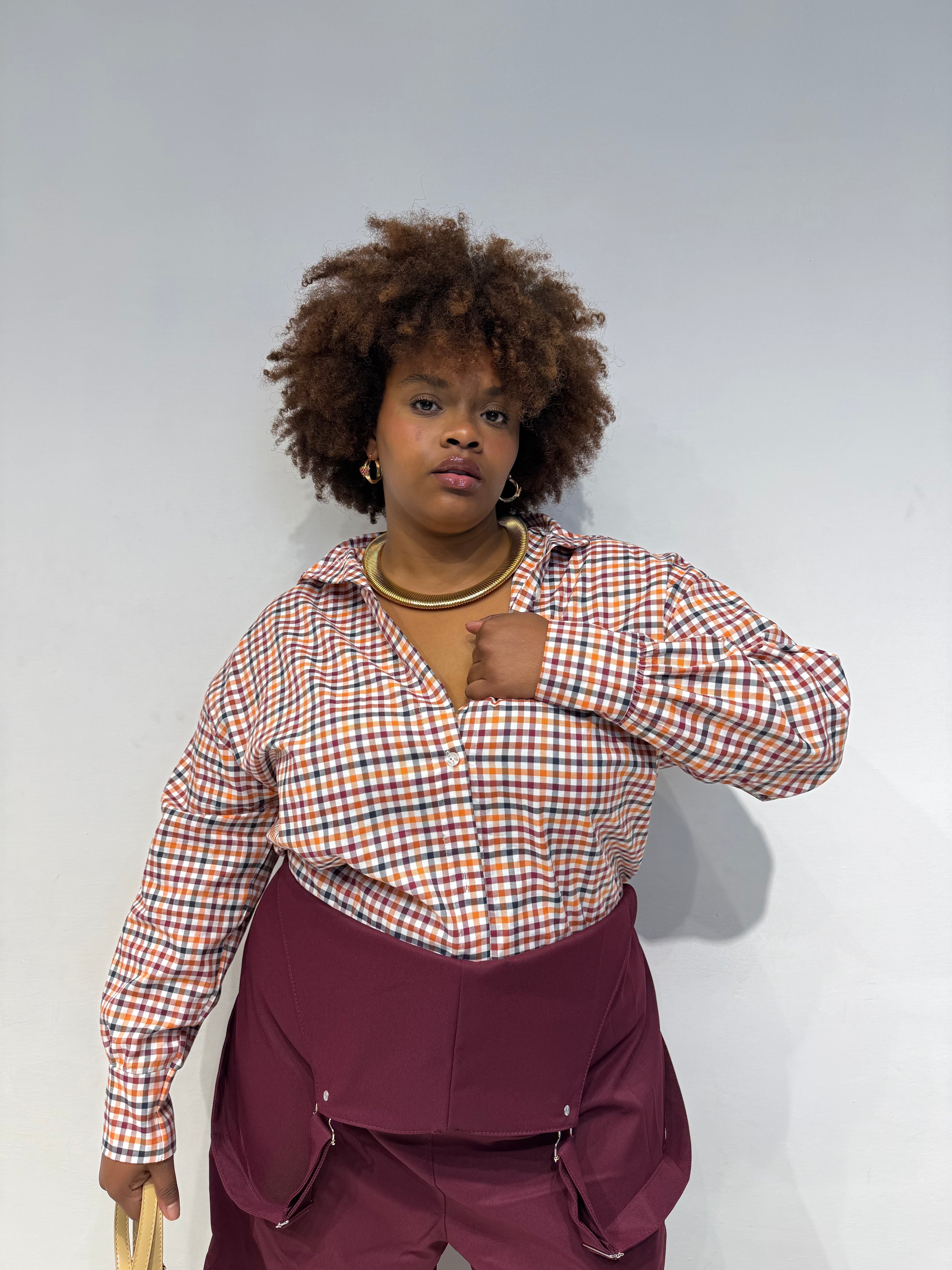 Camicia Quadrettini Bordeaux