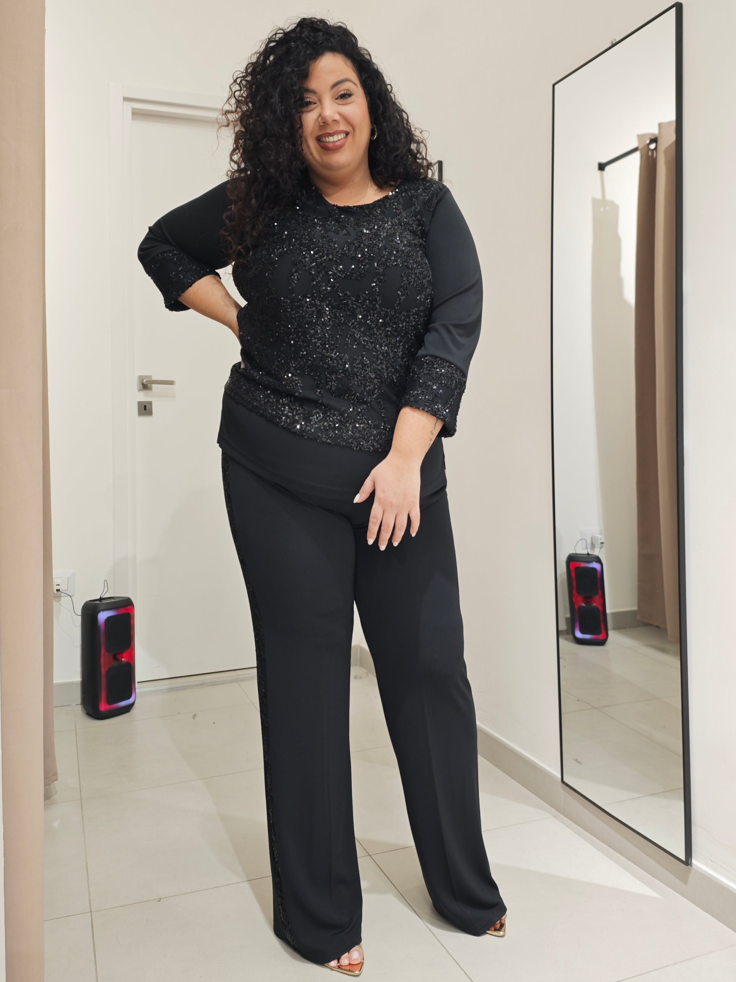 Pantaloni Paillettes Neri