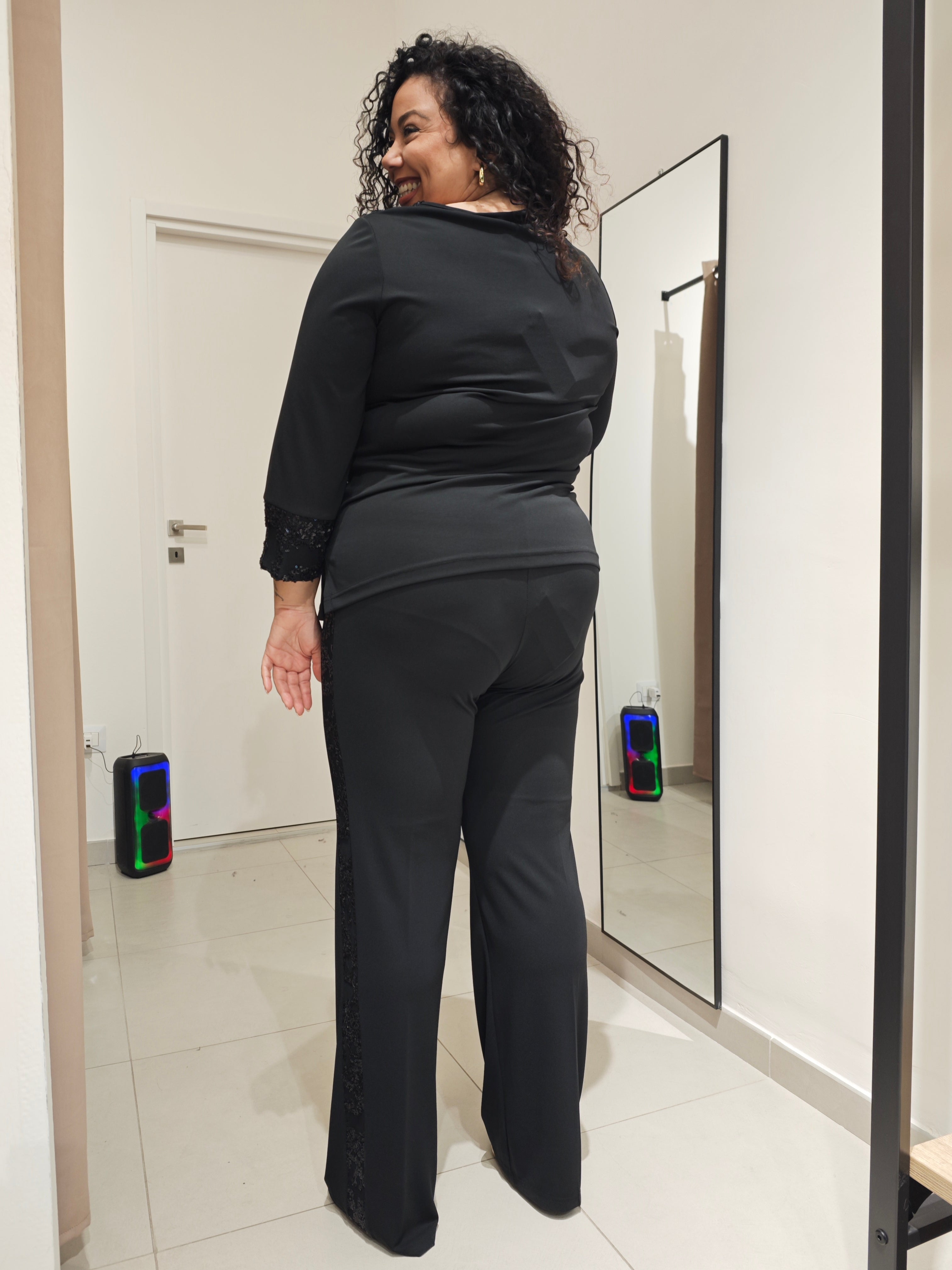 Pantaloni Paillettes Neri