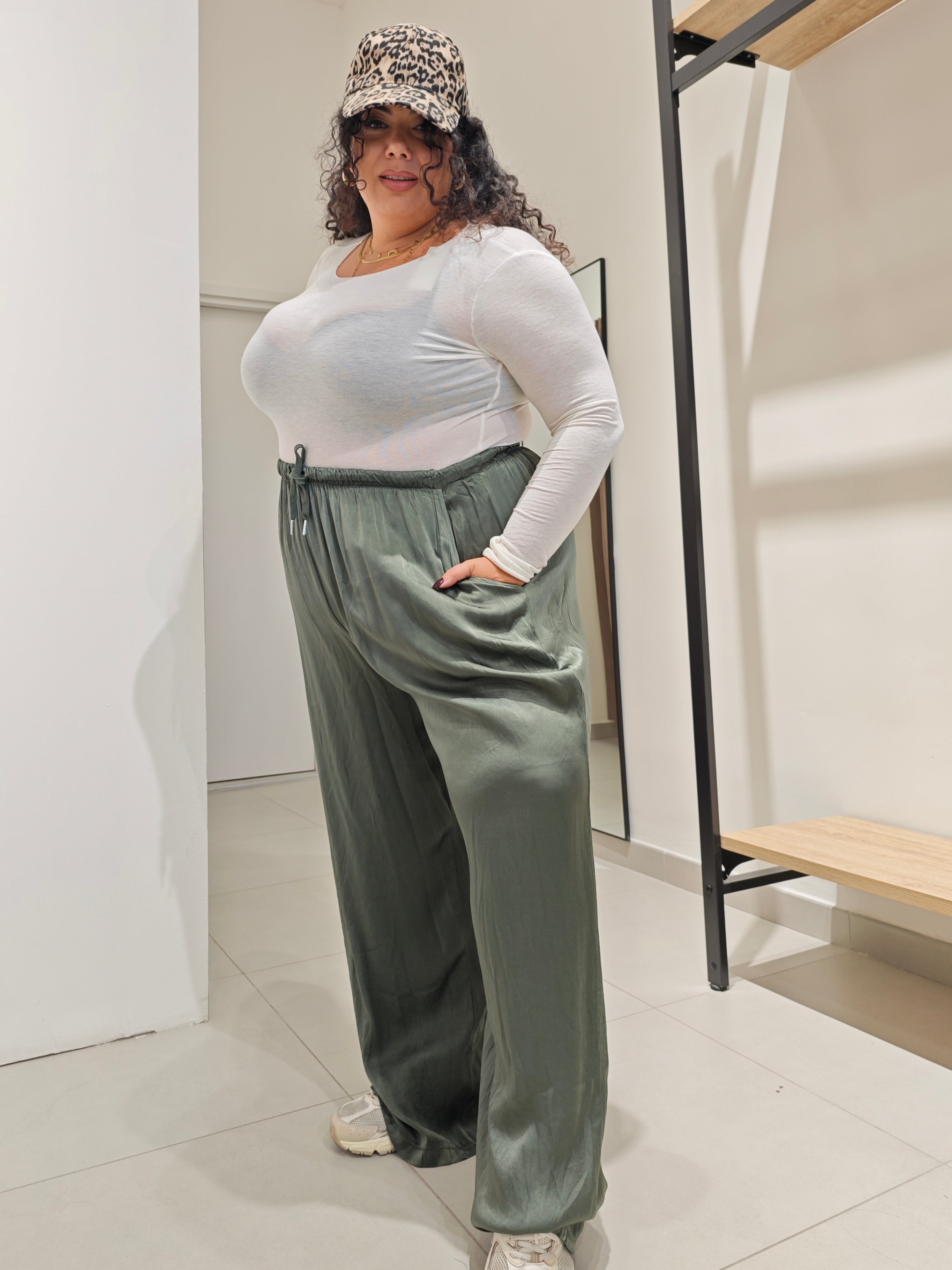 Pantaloni Satin Verde