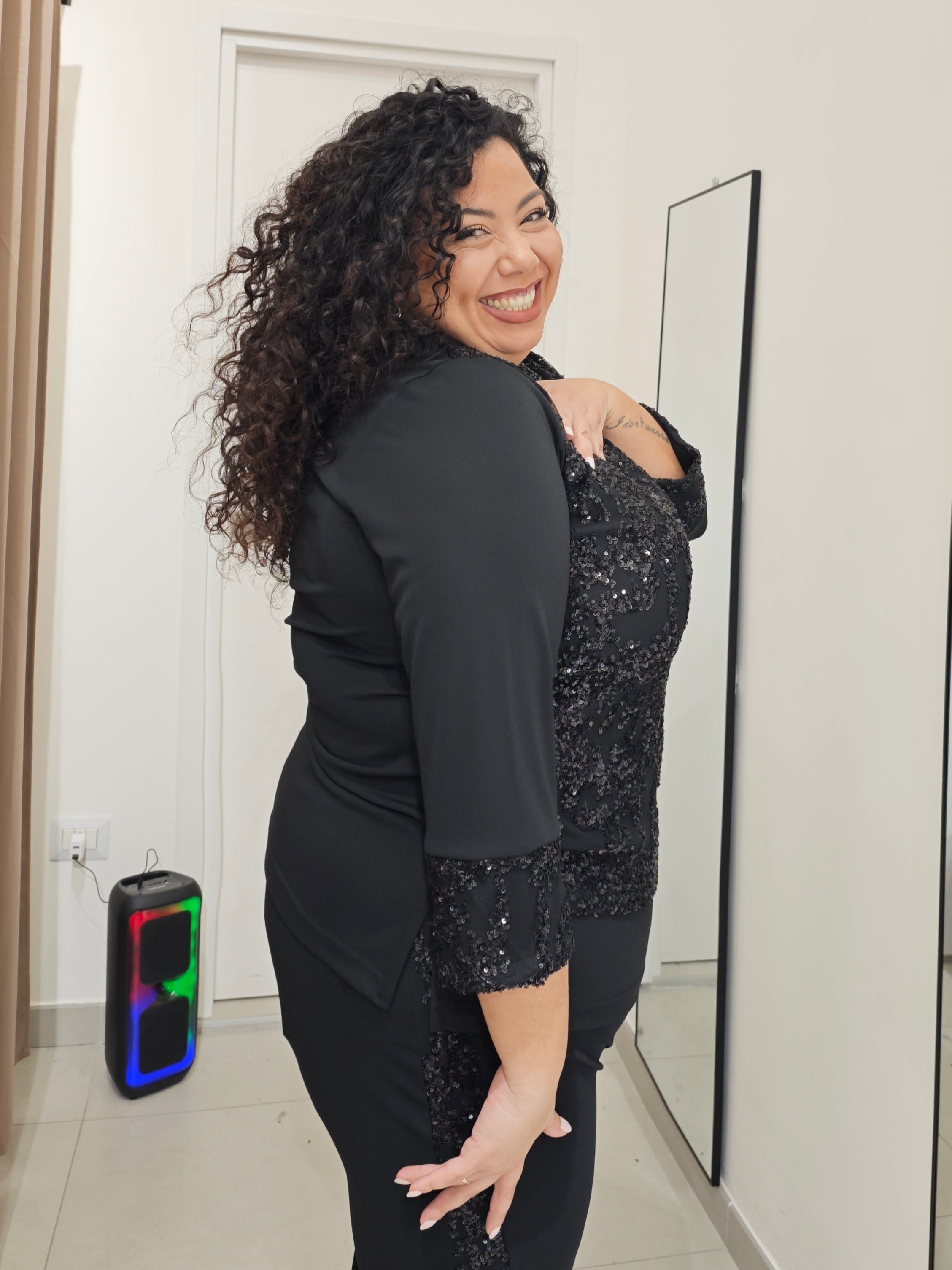 Maglia Paillettes Nera