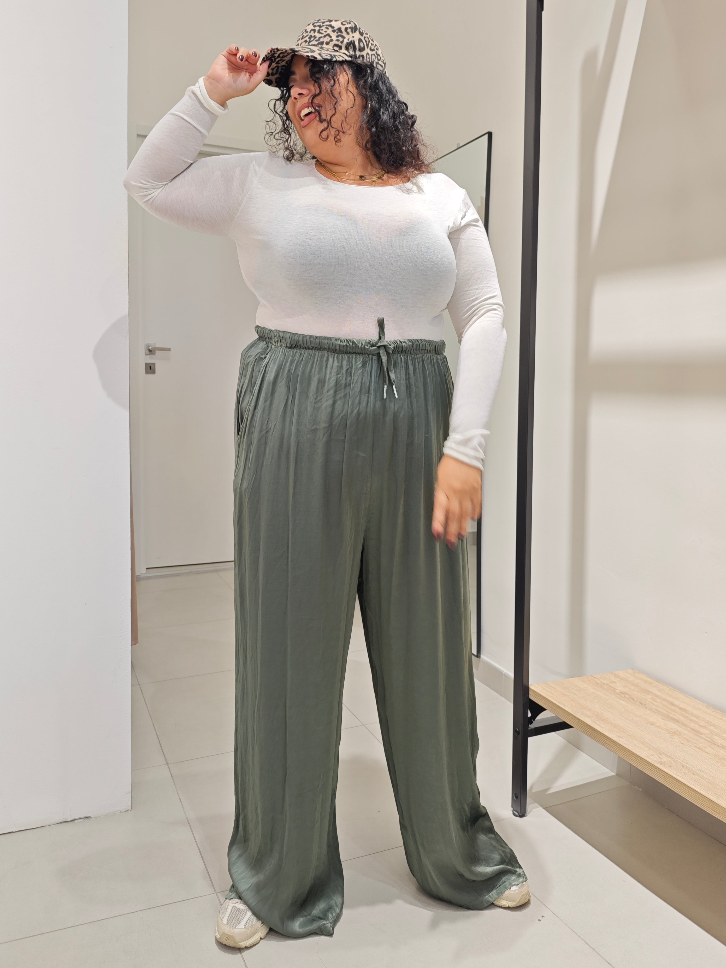 Pantaloni Satin Verde